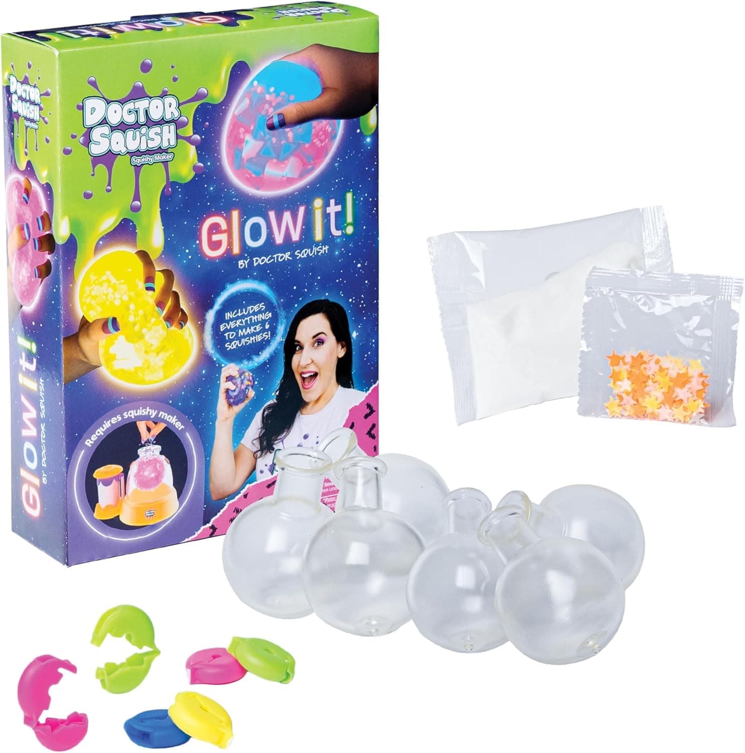 Doctor Squishes Glow in the Dark Squishy Pack Refill - DIY Squishy Making Kit - Create Your Own Squishies with Neon Glow Effect
