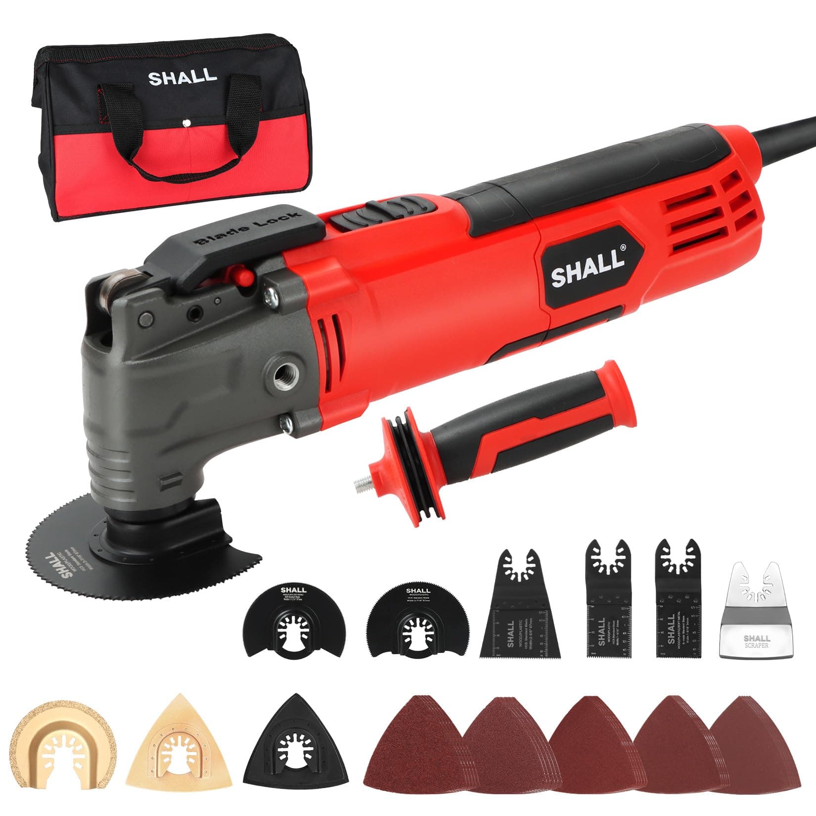 Oscillating Tool, 500W Oscillating Multitool Kit with 5° Oscillation Angle, Quick Change & Kickback Protection, 34 Pcs Saw Accessories and Carry Bag