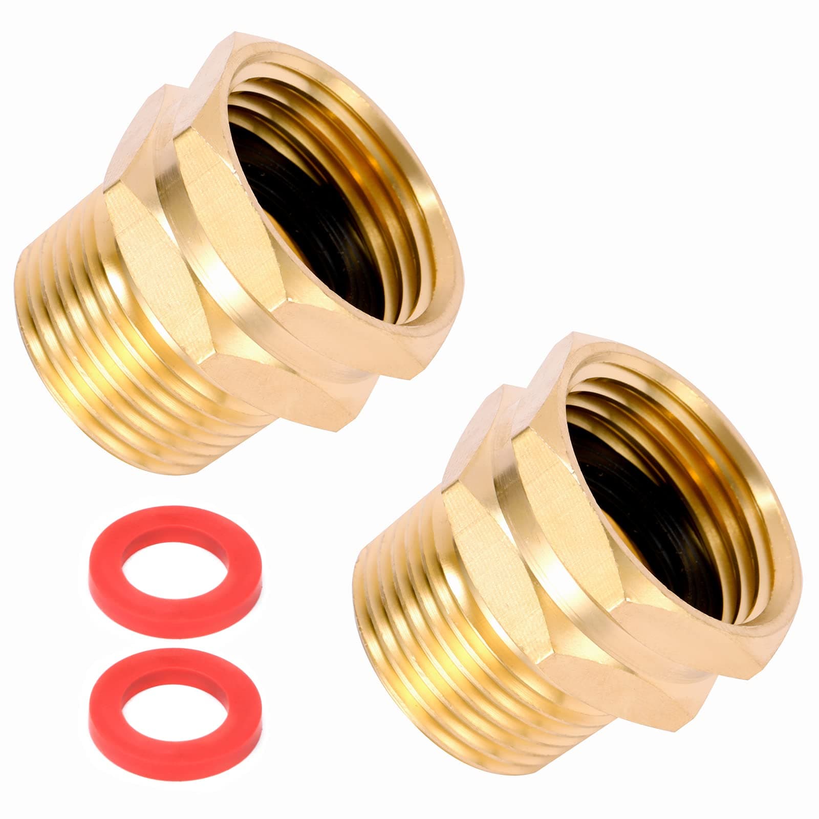 2 Pack Brass Garden Hose Adapter, 3/4" GHT Female x 3/4" NPT Male Connector,GHT to NPT Adapter Brass Fitting,Brass Garden Hose to Pipe Fittings Connect