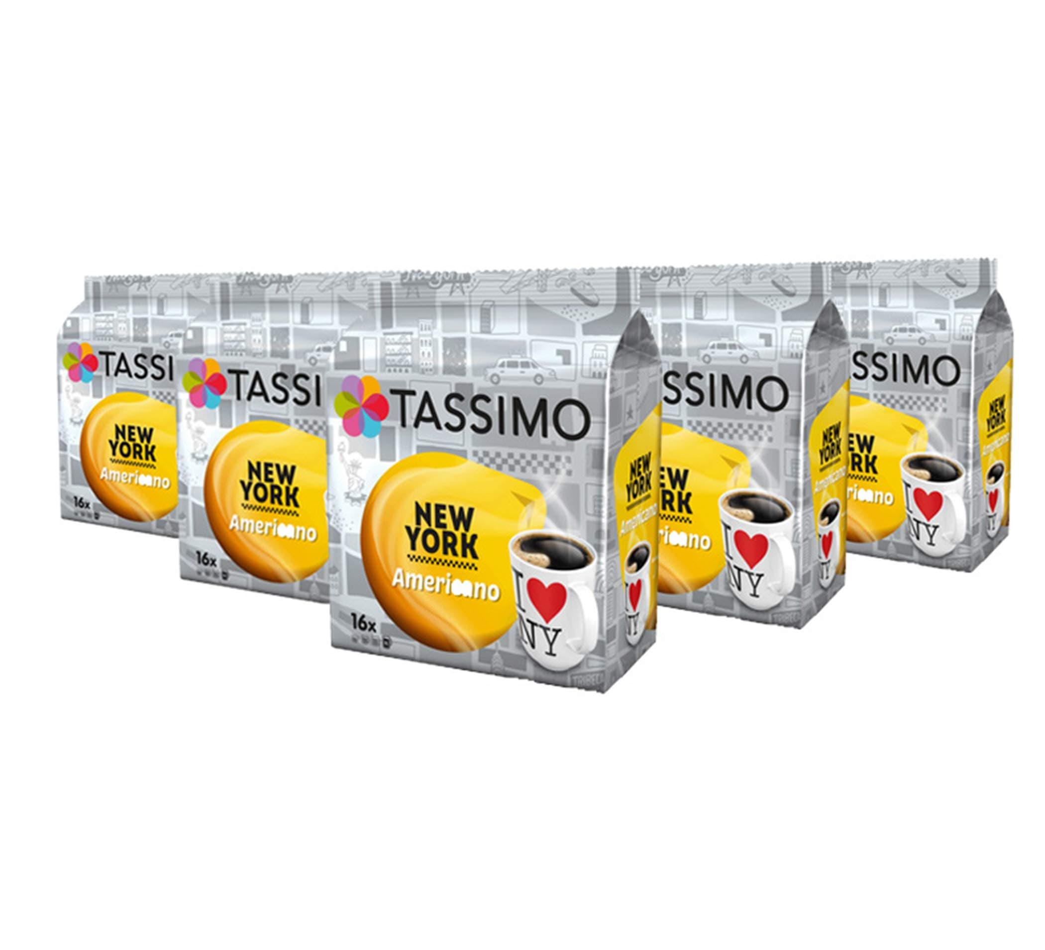 Tassimo New York Americano 16 Coffee Capsules Pack of 5 x 128 g