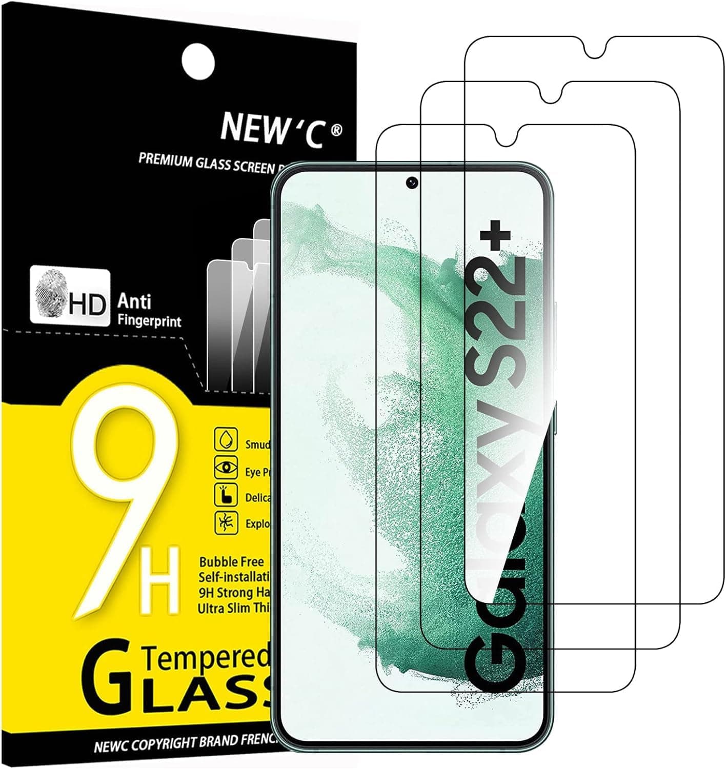 3 Pack Designed for Samsung Galaxy S22+ / S22 Plus, Screen Protector Tempered Glass, Case Friendly Anti Scratch Bubble Free Ultra Resistant