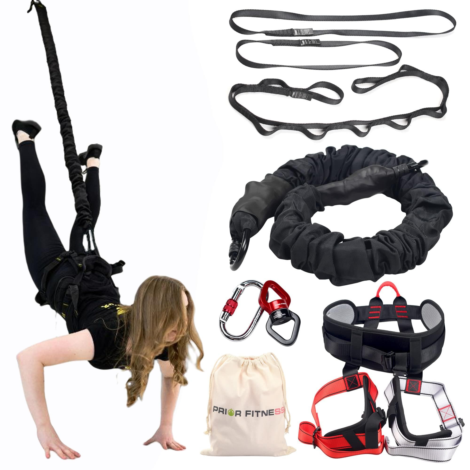 PRIOR FITNESS Professional Bungee Fitness Equipment Set, 4D Bungee Dance Rope, Exercise Bungee Heavy Bungee Cord, Antigravity Sturdy Bungee Workout Equipment for Home Gym Studio Indoor Exercise