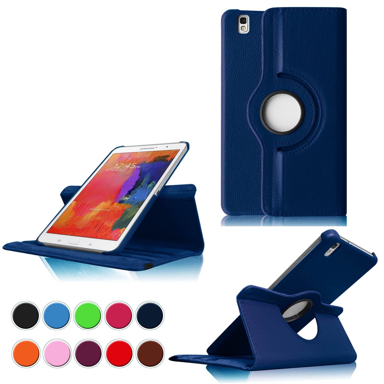 Intellishop Online (NAVY) 360 Rotating PU Leather Stand Case Magnetic Wake/Sleep Cover for Samsung Galaxy Tab Pro 8.4 SM-T320 8.4-Inch Tablet