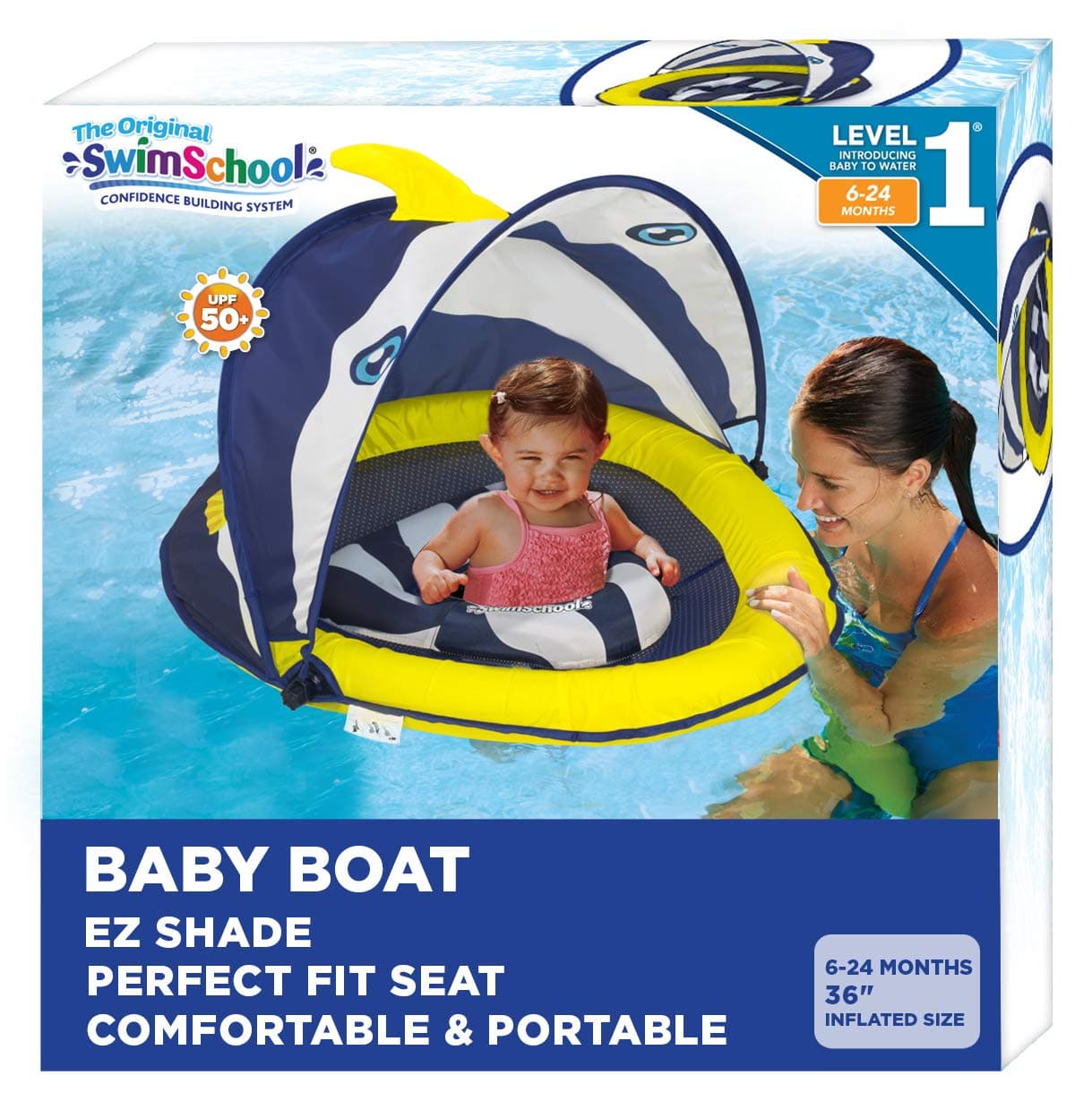 Infant Baby Pool Floats, Free Swimming, Super Buoyant – Ages 6-24 Months – Multiple Colors/Styles – Adjustable Canopies and Seats, Splash & Play Baby Floaties
