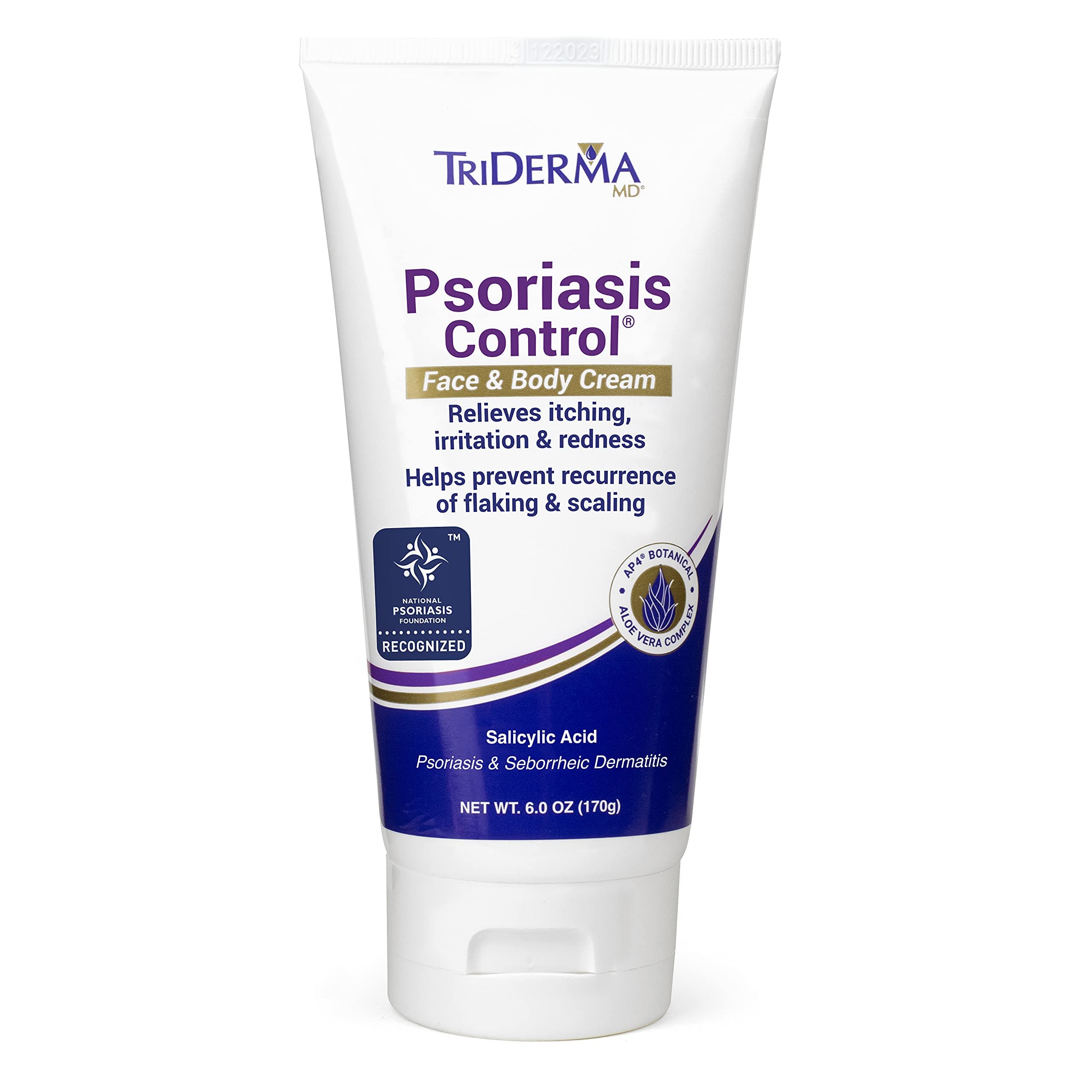 Psoriasis Control Face & Body Cream - Maximum Strength 3% Salicylic Acid, AP4 Aloe Vera Gel, Urea Cream - Extra Moisturizing Treatment, No Cortisone or Coal Tar - FSA Eligible - 6 Oz
