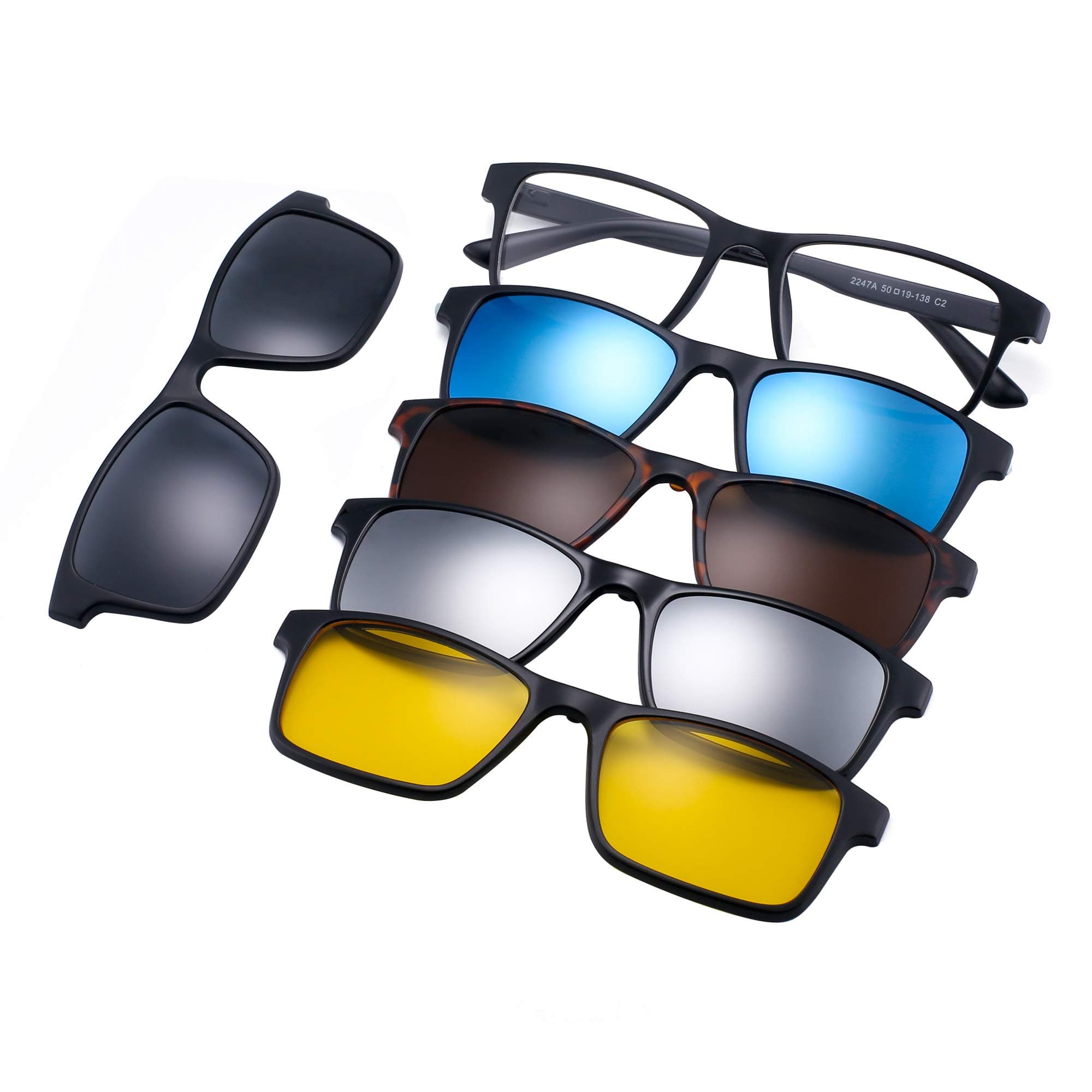 Magnetic 5 Pcs Polarized Clip-on Sunglasses Plastic Frame for Night Driving