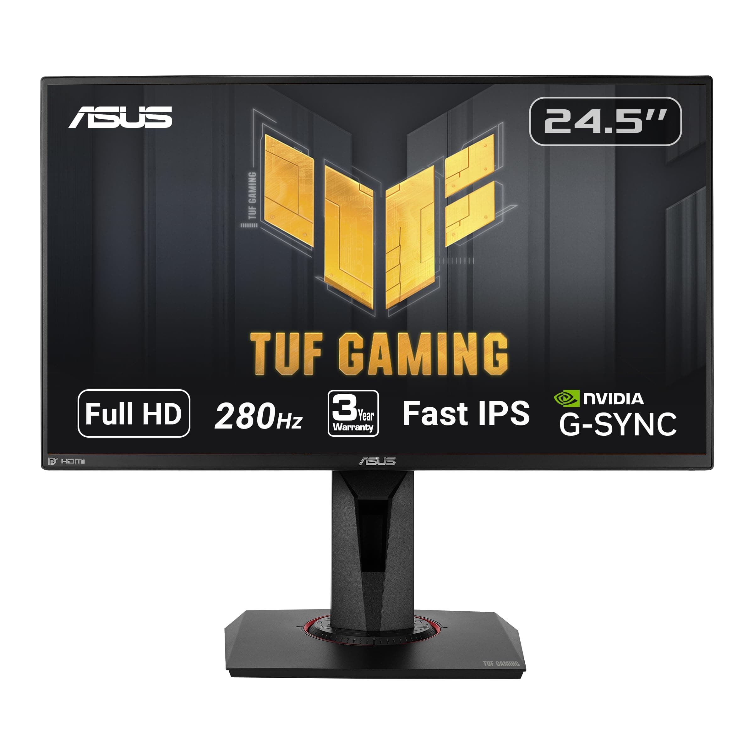 TUF Gaming VG259QM Gaming Monitor – 24.5 inch Full HD (1920x1080), Fast IPS, Overclockable 280Hz (Above 240Hz, 144Hz), 1ms (GTG), Extreme Low Motion Blur Sync, G-SYNC Compatible, DisplayHDR? 400