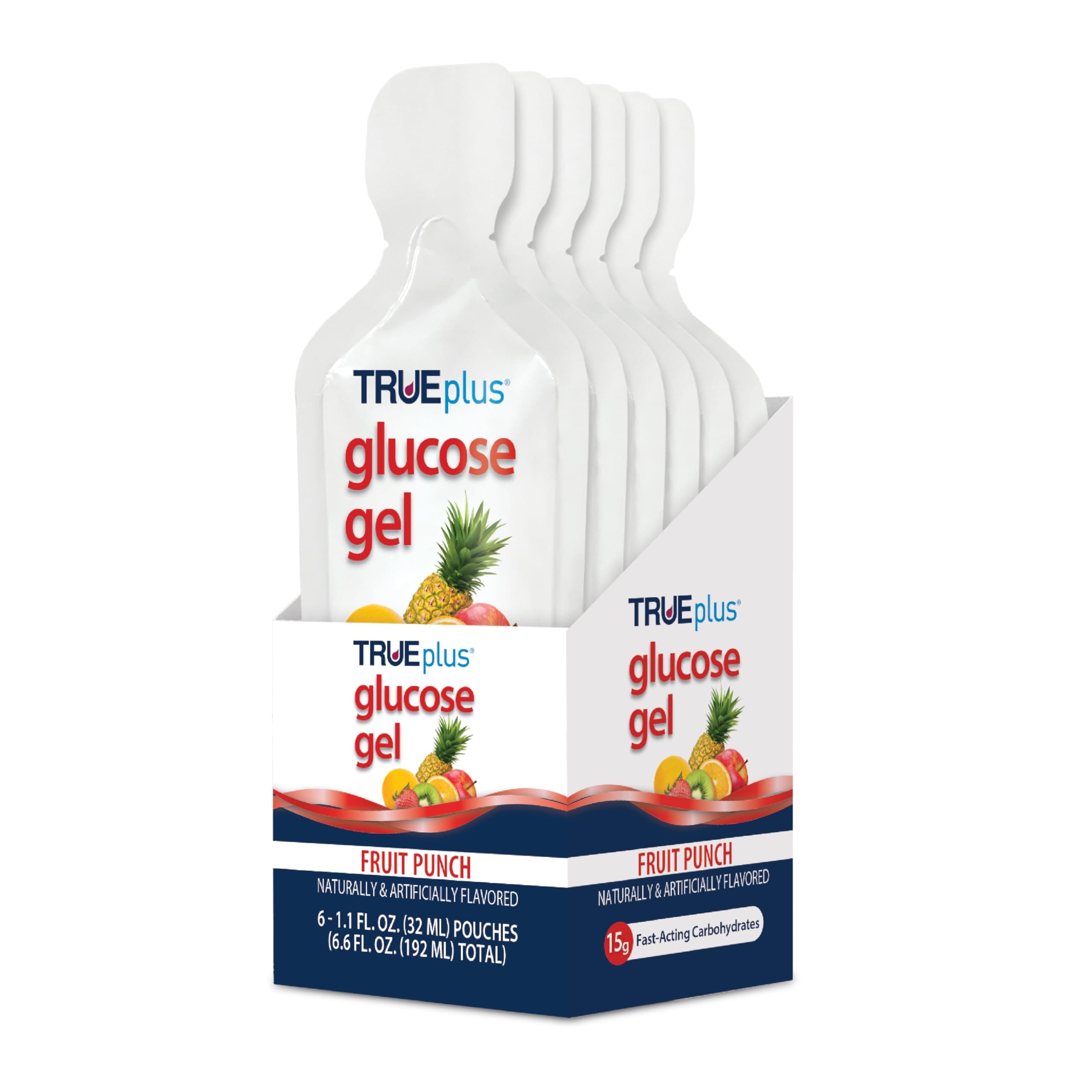 TRUEplus® Glucose Gel, Fruit Punch Flavor - Gel Pouch - 6 Pack