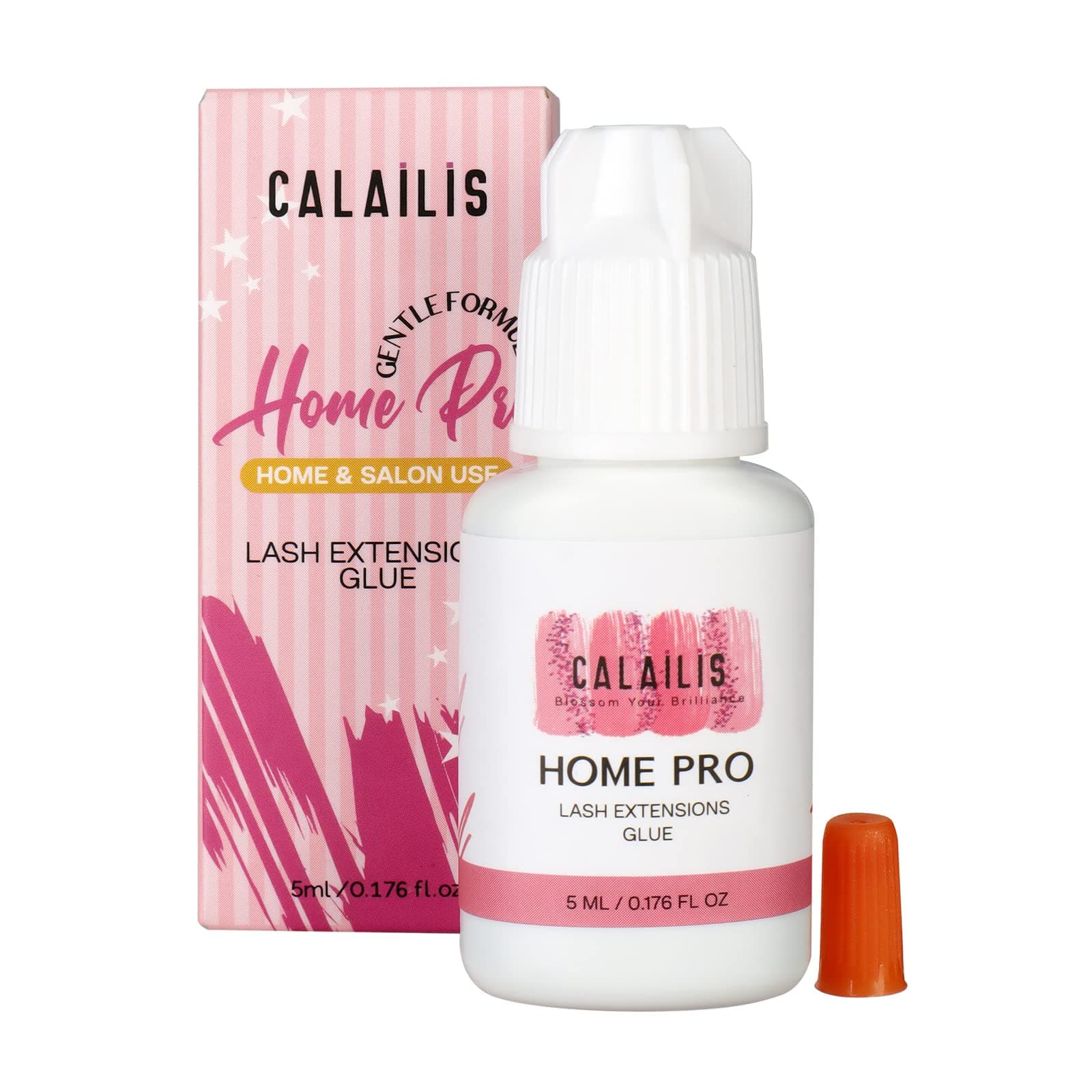CALAILIS DIY Eyelash Extension Glue, Individual Lash Glue, Home PRO Black Lash Adhesive, Low Irritation Professional Glue for Cluster Lashes Self Use