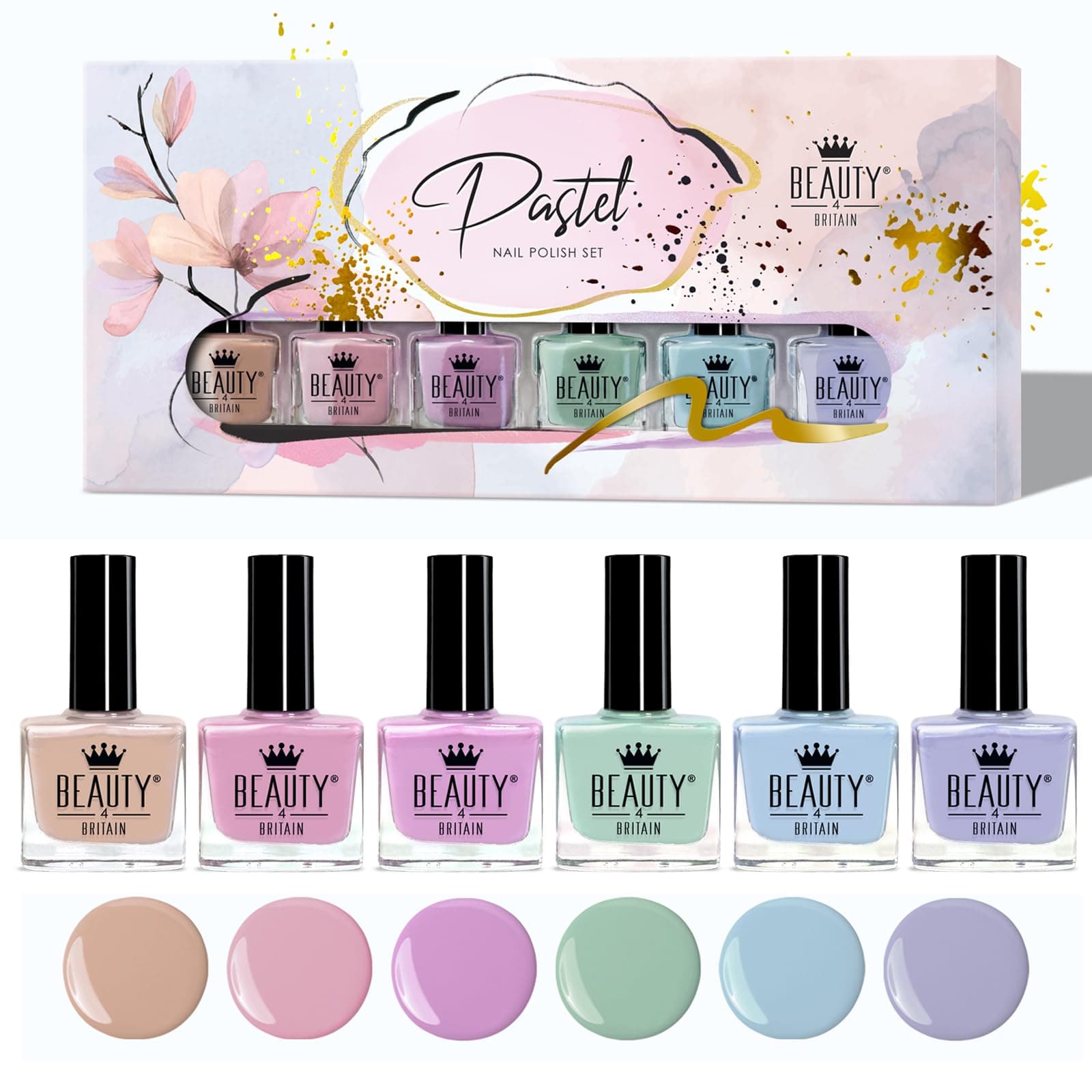 6 x Pastel Nail Polish Set 6 Modern Colours Gift Box Nail Polish Set 10 ml Bottles