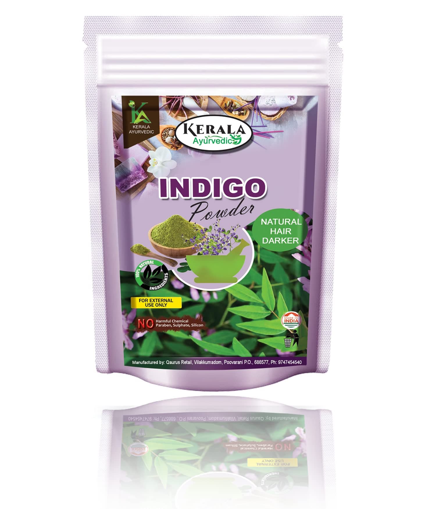 Organic Indigo Powder for Hair Black Colour (100 Grams), Natural Avuri Leaf, Neela Amari, Neel Patti, Neelayamari, Neli Aku, Indico.
