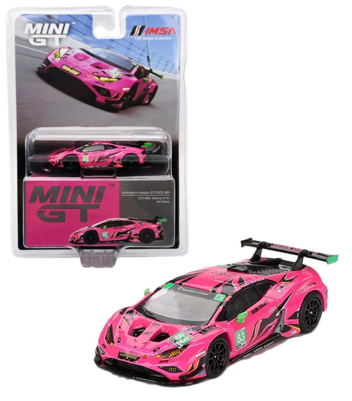Collectibles Diecast Model Car Compatible with Mini GT 1:64 Lamborghini Huracan GT3 EVO2#83 Iron Dames 2023 IMSA Daytona 24 Hrs Limited Edition MGT00772