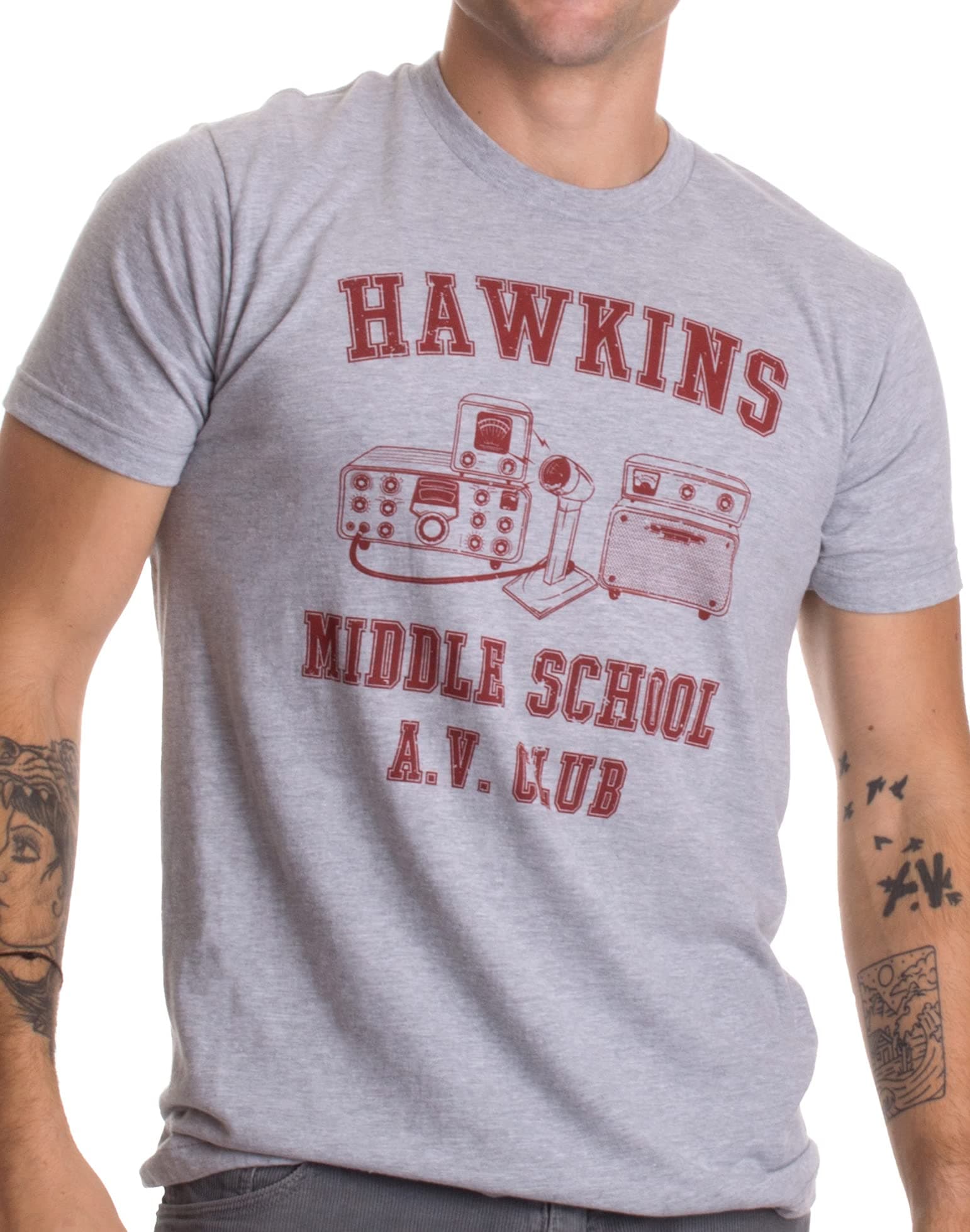Ann Arbor T-shirt Co.Hawkins Middle School A.V. Club | Vintage Style 80s Costume AV Hawkin T-Shirt