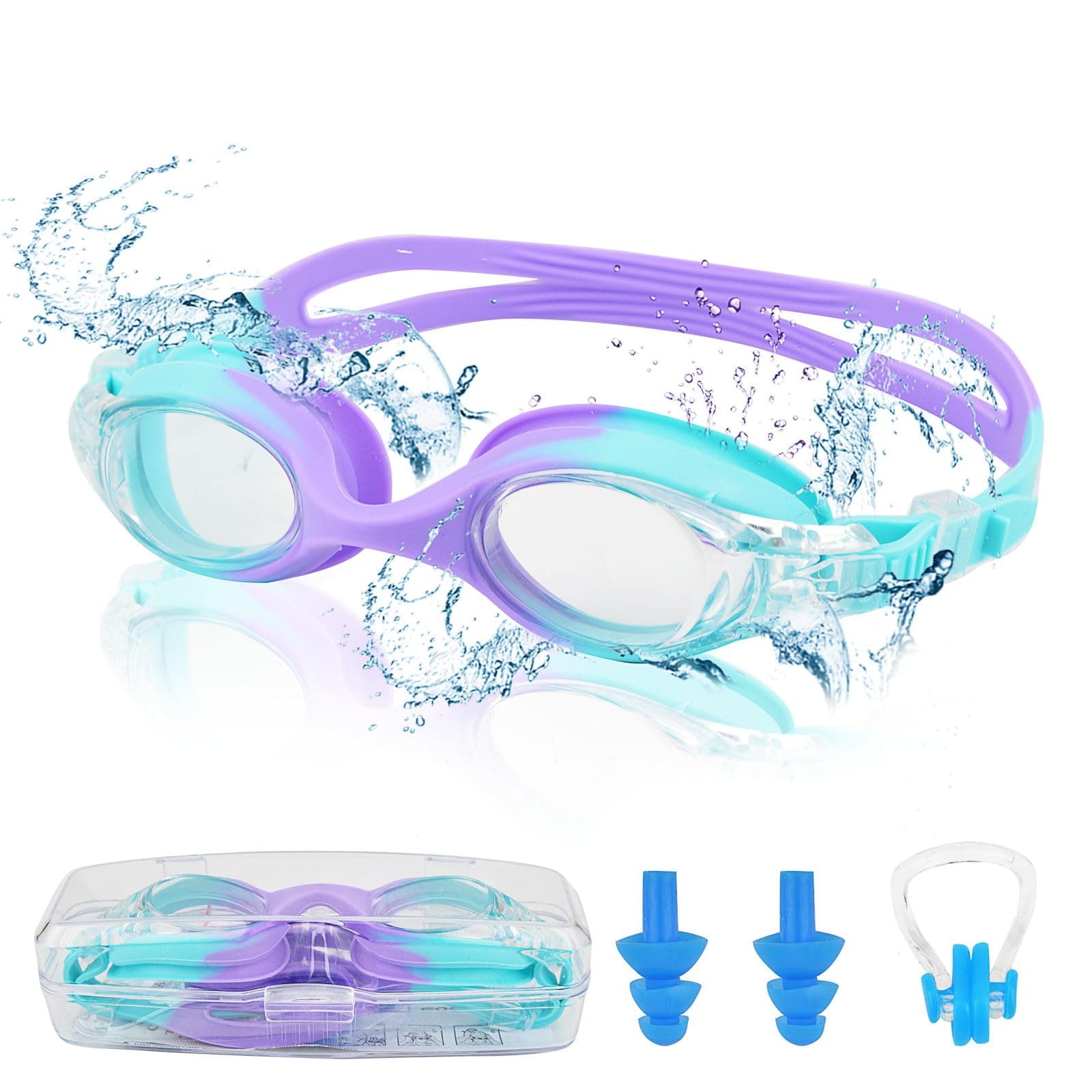 Kids Swimming Goggles Kids 6-14 Anti Fog Swim Goggles No Leaking Girls Swimming Goggles UV Protection Childrens Goggle Swim Glasses