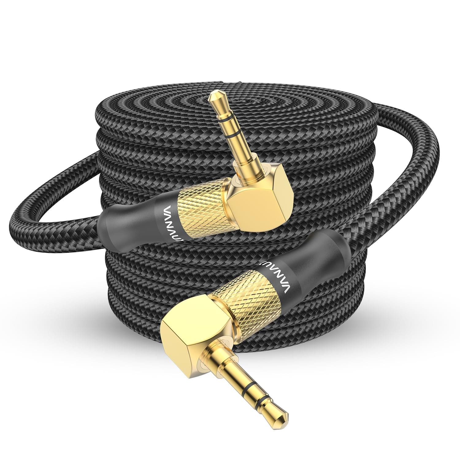 90 Degree Right Angle Aux Cable Male to Male 3.5mm Audio Cable Stereo Aux Cord Compatible with Laptop, Smartphone, Music Player,Tablets,Speakers (16.5feet/5m)