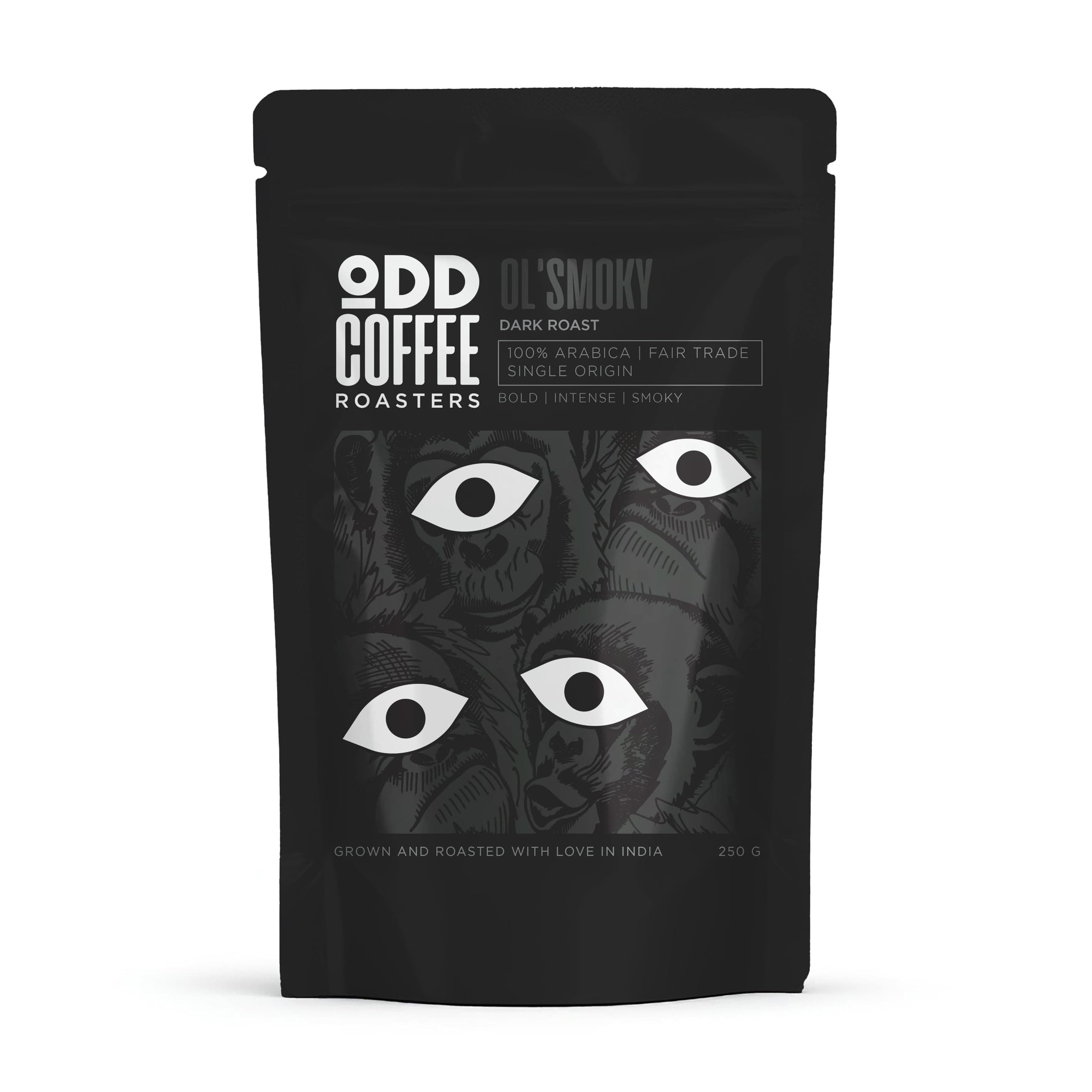 ODD COFFEE ROASTERS Ol' Smoky 100% Arabica Roasted Coffee Powder 250 gms Dark Roast | AAA Grade Specialty Beans | Bold Intense Smoky Notes | Single Origin Ground Coffee Powder for Aeropress