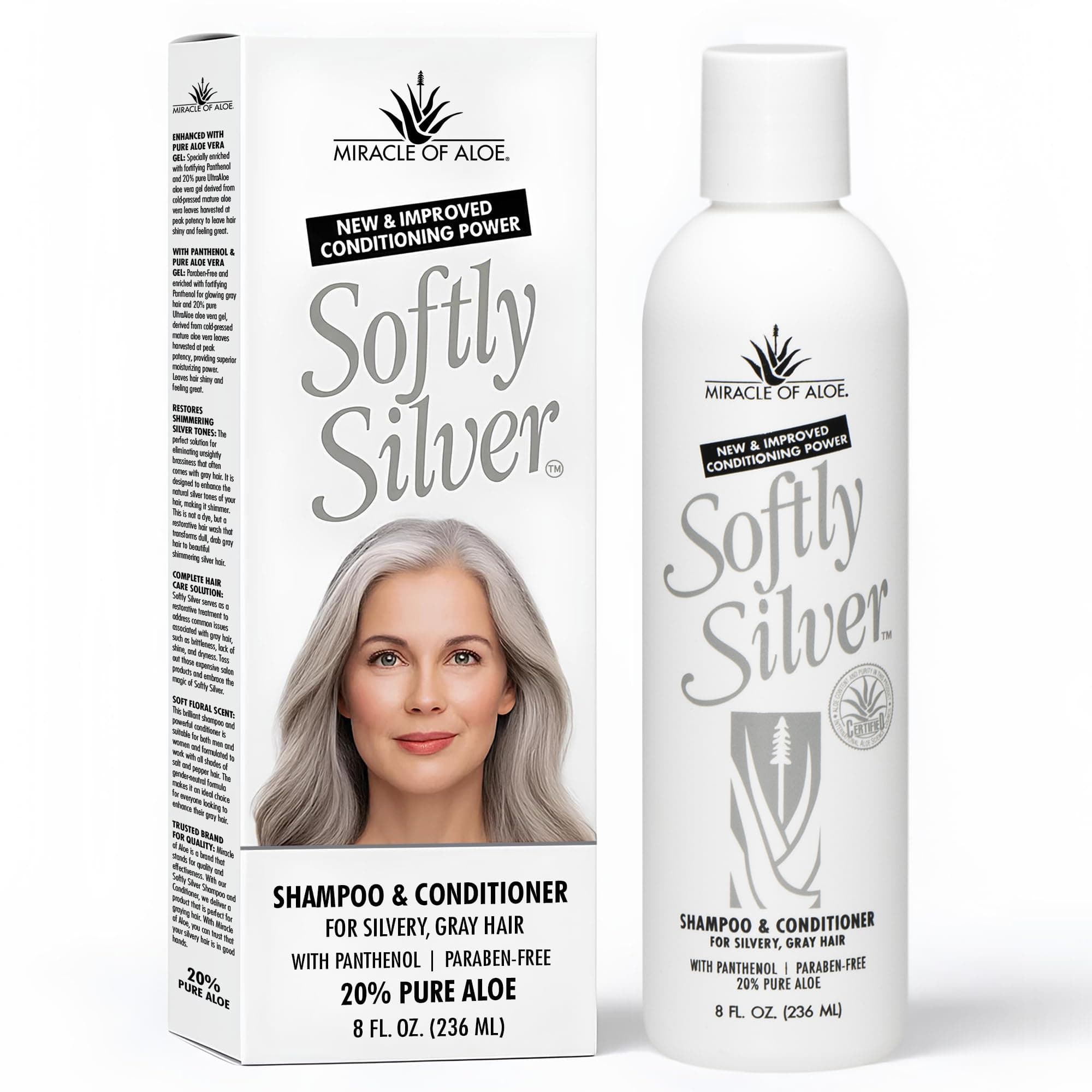 Miracle of Aloe Softly Silver Grey Hair Shampoo/Conditioner, 237ml bottle