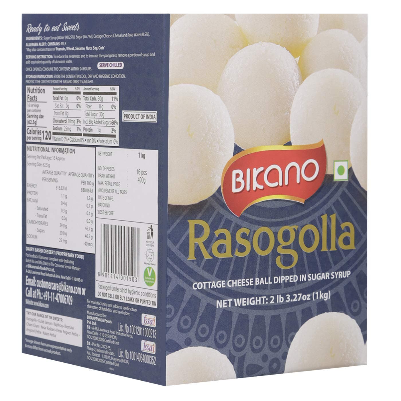 Bikano Rasgulla, 1kg