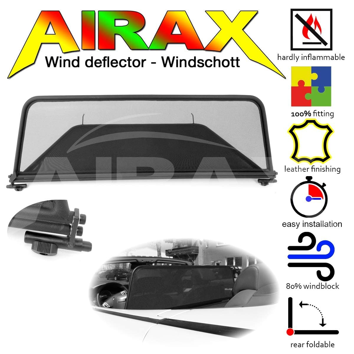 AIRAX Saab 9-3 II Wind Deflector with Quick Release