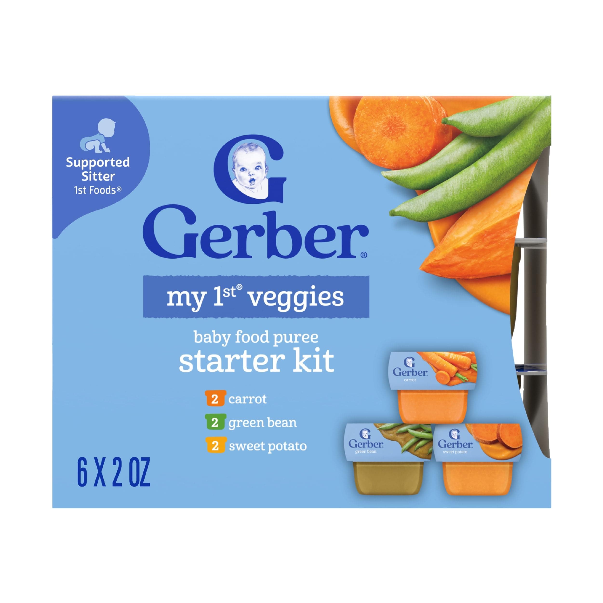 Gerber Stage 1 Baby Food, Veggie Variety Pack Puree Tubs, Baby Puree, 2PK