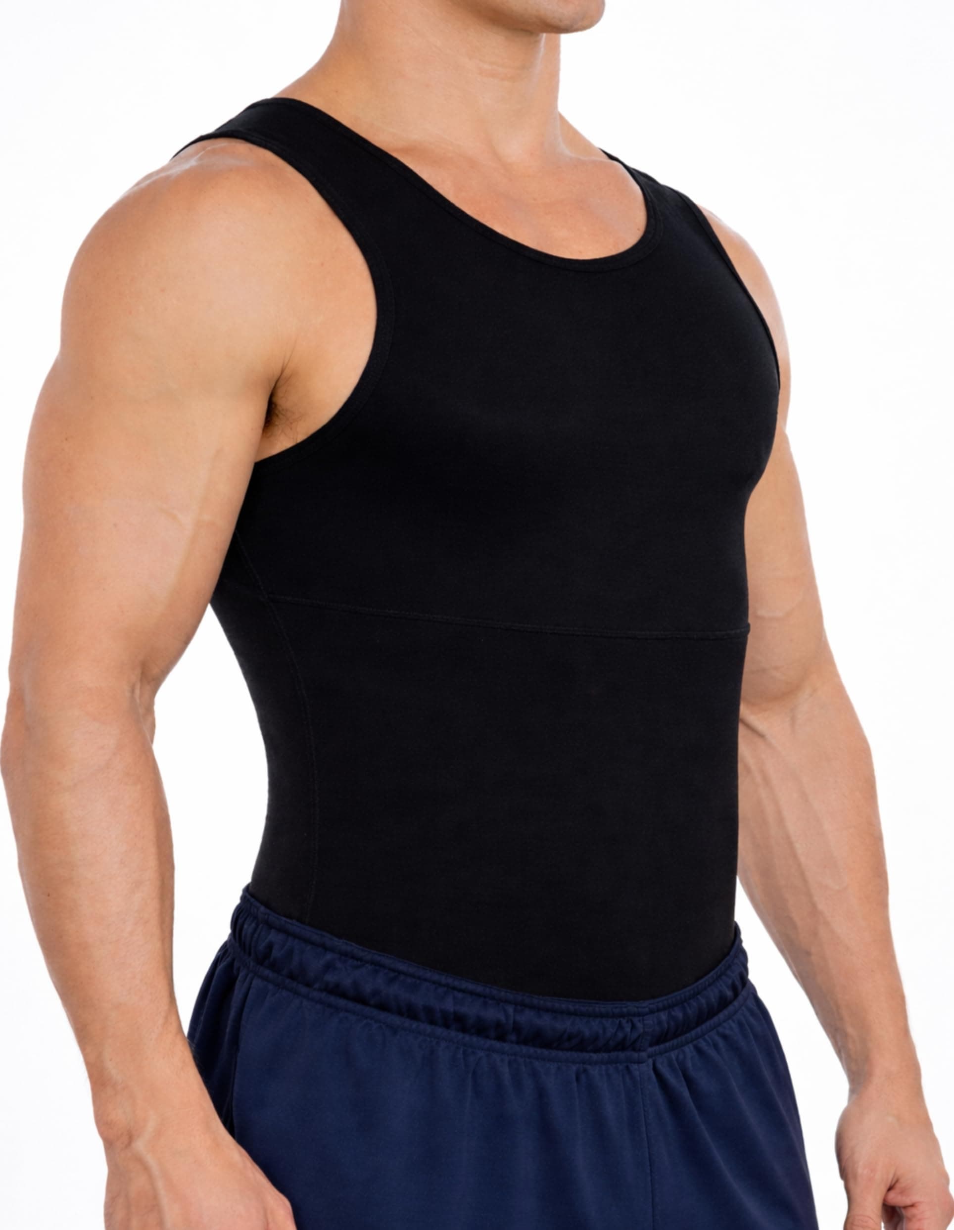 Max Mens Compression Shirt for Chest and Body Shaper Belly Slimming Shapewear Undershirt Tank Top for Men