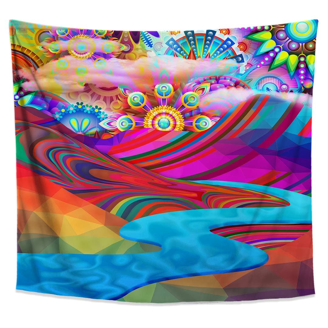 Lucid Eye Studios Trippy Landscape Tapestry, Surreal Psychedelic Trip Wall Hanging for Bedroom Living Room Dorm, 58x51 inches