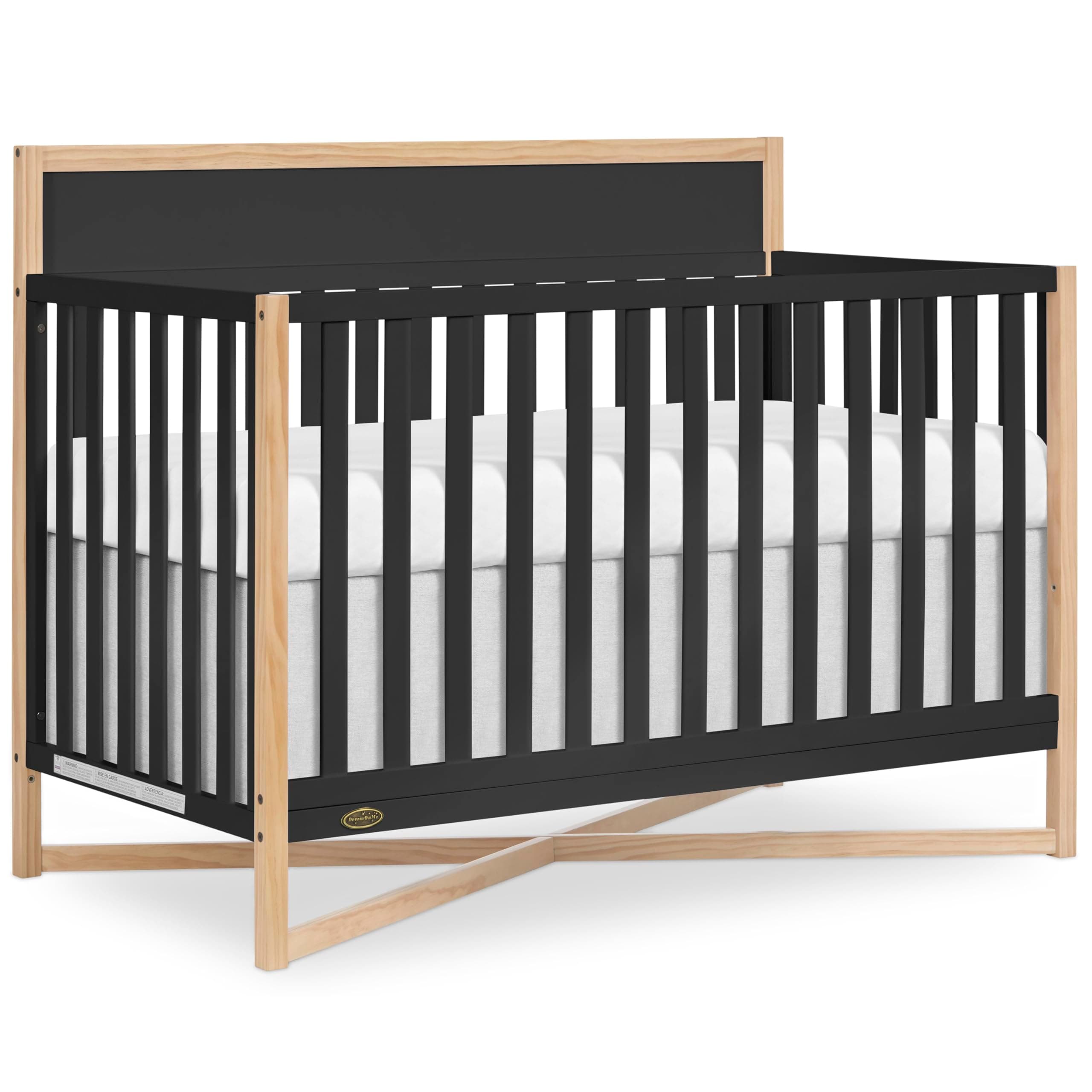 Owen 5-in-1 Convertible Full-Size Baby Crib in Matte Black, GreenGuard Gold & BSA, Converts to Toddler, Day, & Full-Size Bed, Non-Toxic Paint, Safe Sleep Environment