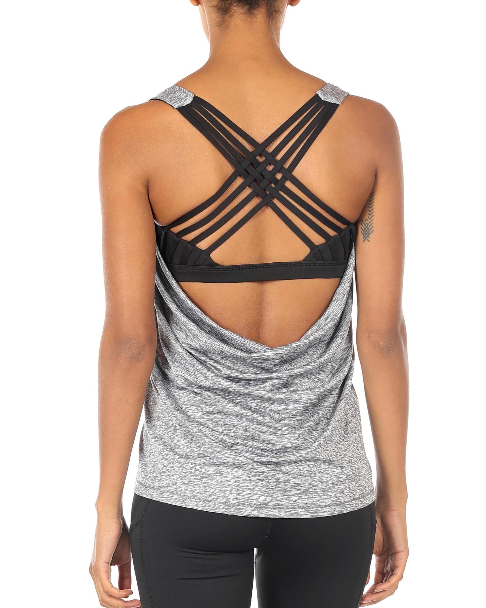 icyzone Women's Yoga Top with Built in Bra Workout Gym Shirt Sport Tank Tops