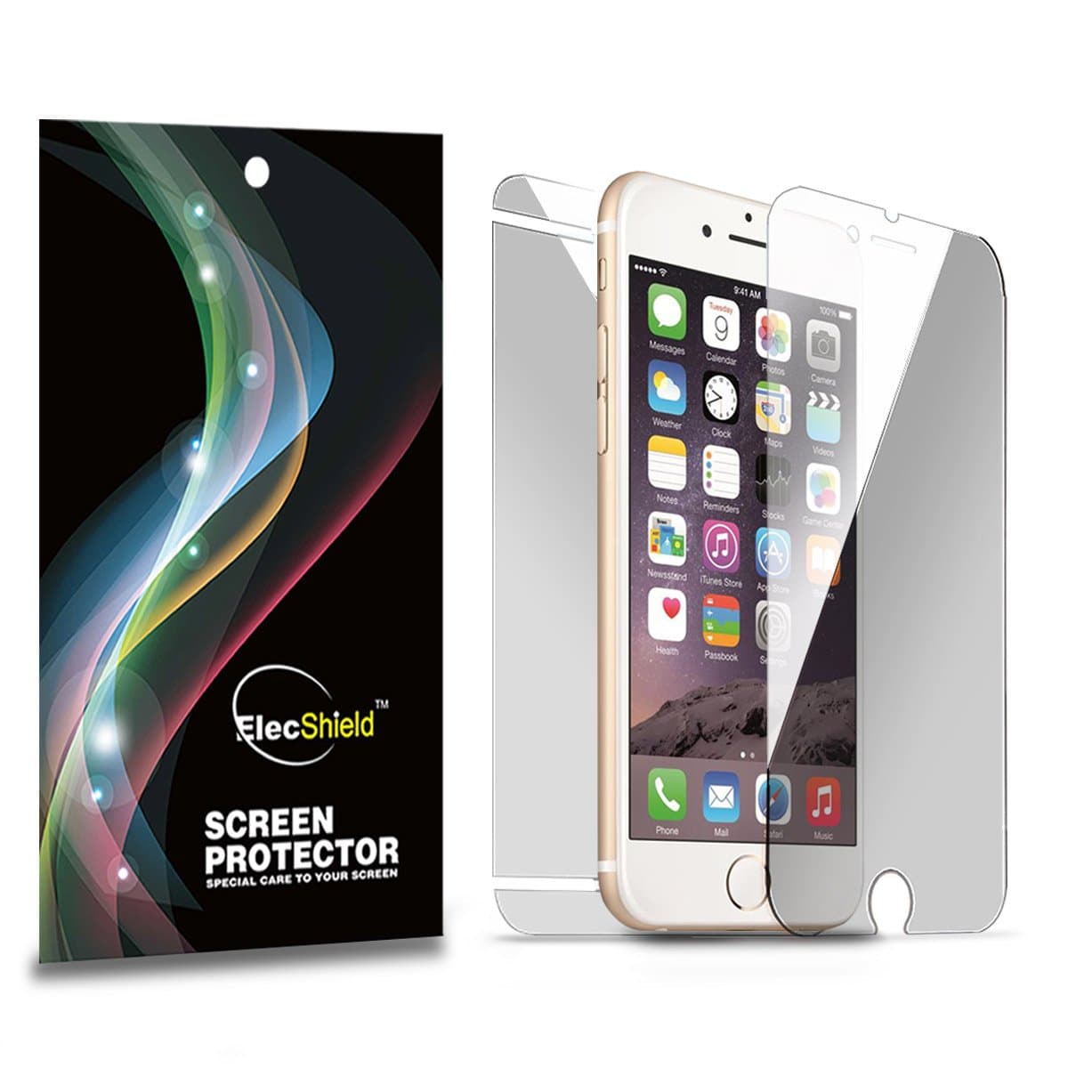 ElecShield Screen Protector for Apple iPhone 6 / iPhone 6S Ultra Clear - 3x Front And 1x Back (iPhone 6 / 6S, Ultra Clear Front & Back)