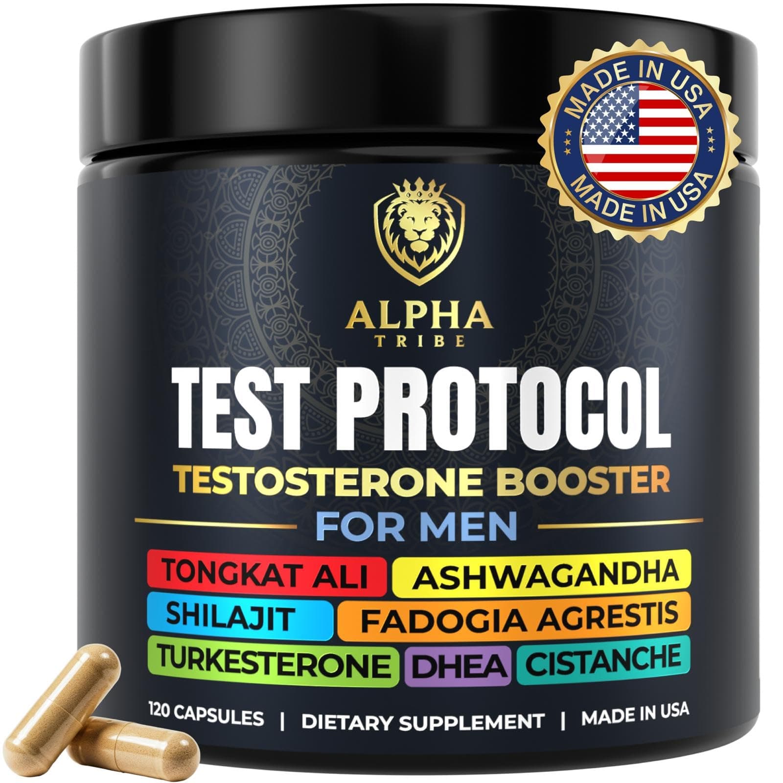 Alpha Tribe Test Protocol - Elite Natural Testosterone for Men | Testosterone Supplement for Men with Ashwagandha & Tongkat Ali (120 Count Pack of 1)