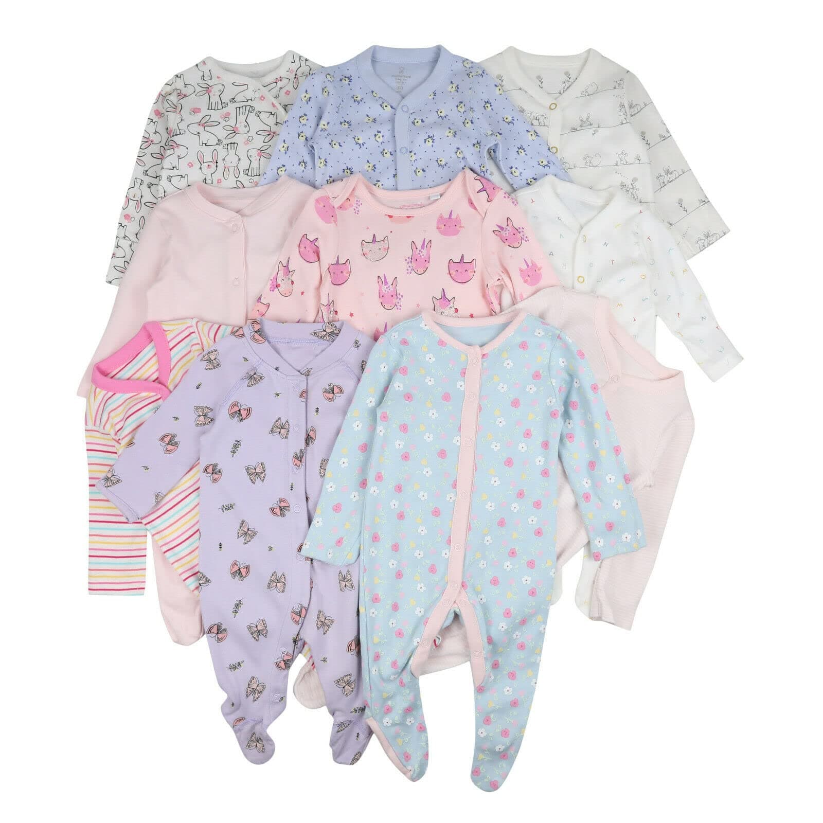 Ex UK StoreBaby Girls Sleepsuits 3 Pack Babygrows TinyBaby - 36 Months New