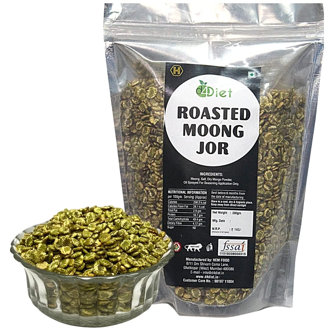 D4Diet Roasted Moong Jor, 800g / High Protein, Gluten Free, Vegan snack/Healthy Namkeen/Roasted Namkeen