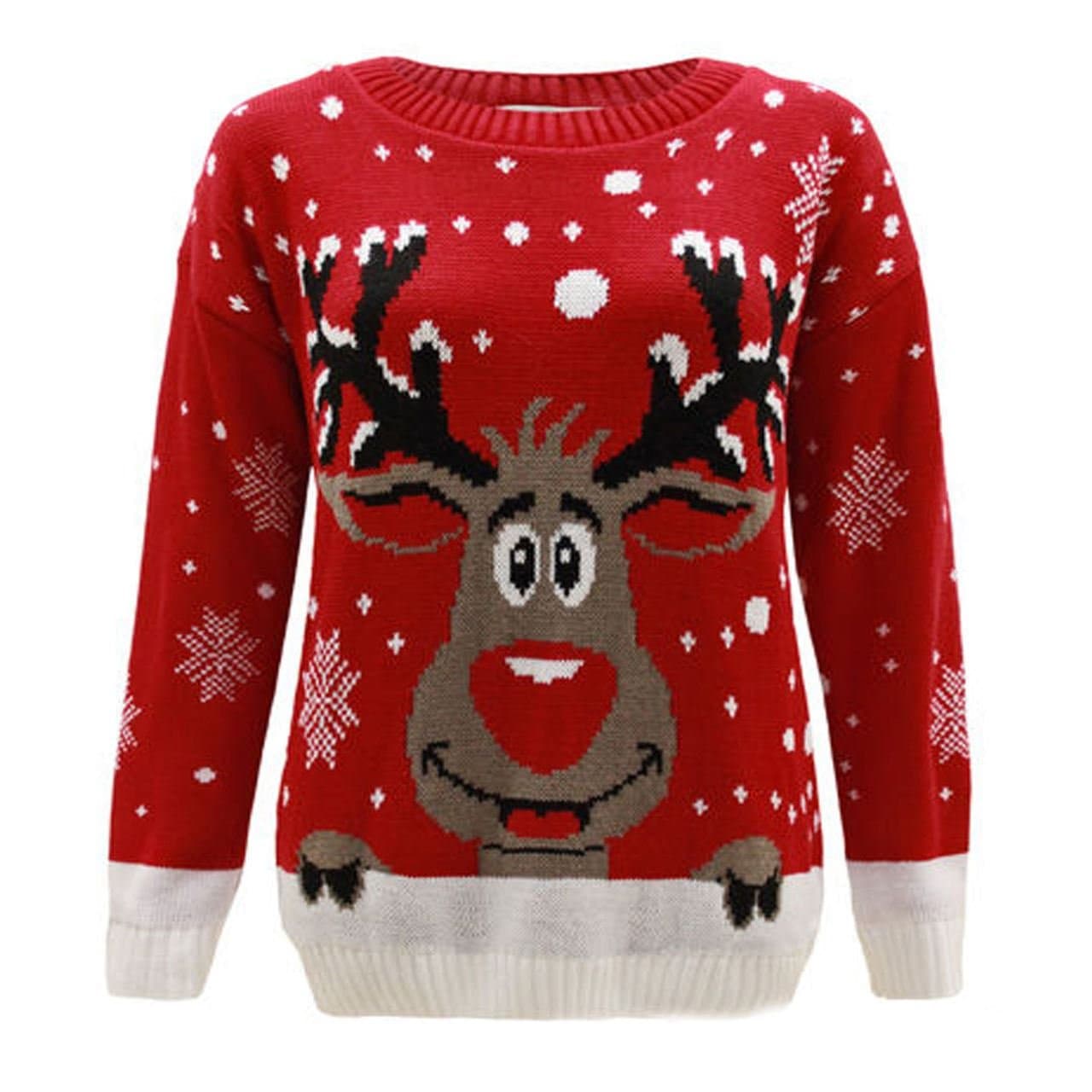 Generation FashionNew Unisex Kids Girls Knitted Christmas Rudolf Reindeer Xmas Novelty Jumper Sweater Top Pullover