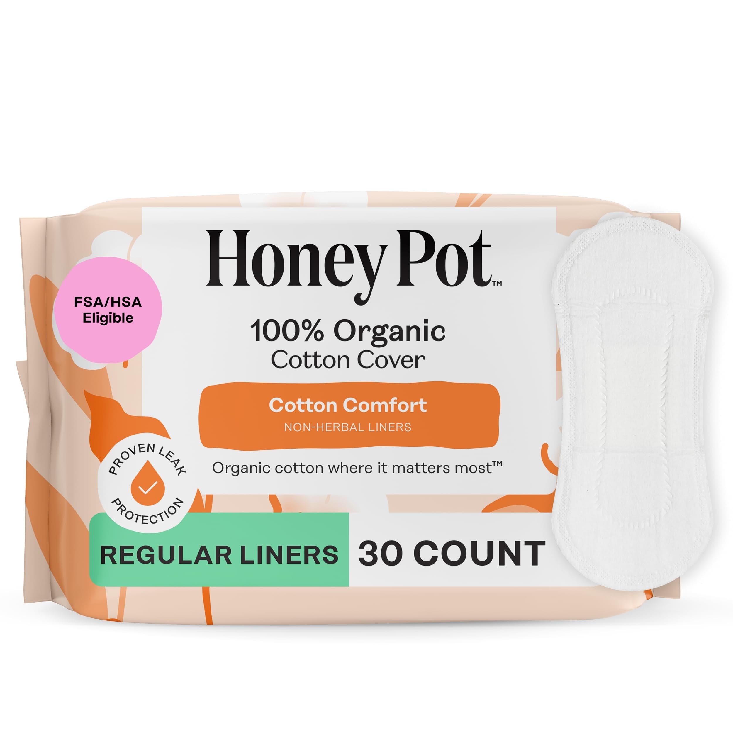 The Honey Pot Company - Non-Herbal Everyday Panty Liners for Women - Organic Cotton Cover & Ultra-Absorbent Pulp Core - Sanitary Pads - Feminine Care - 30 ct