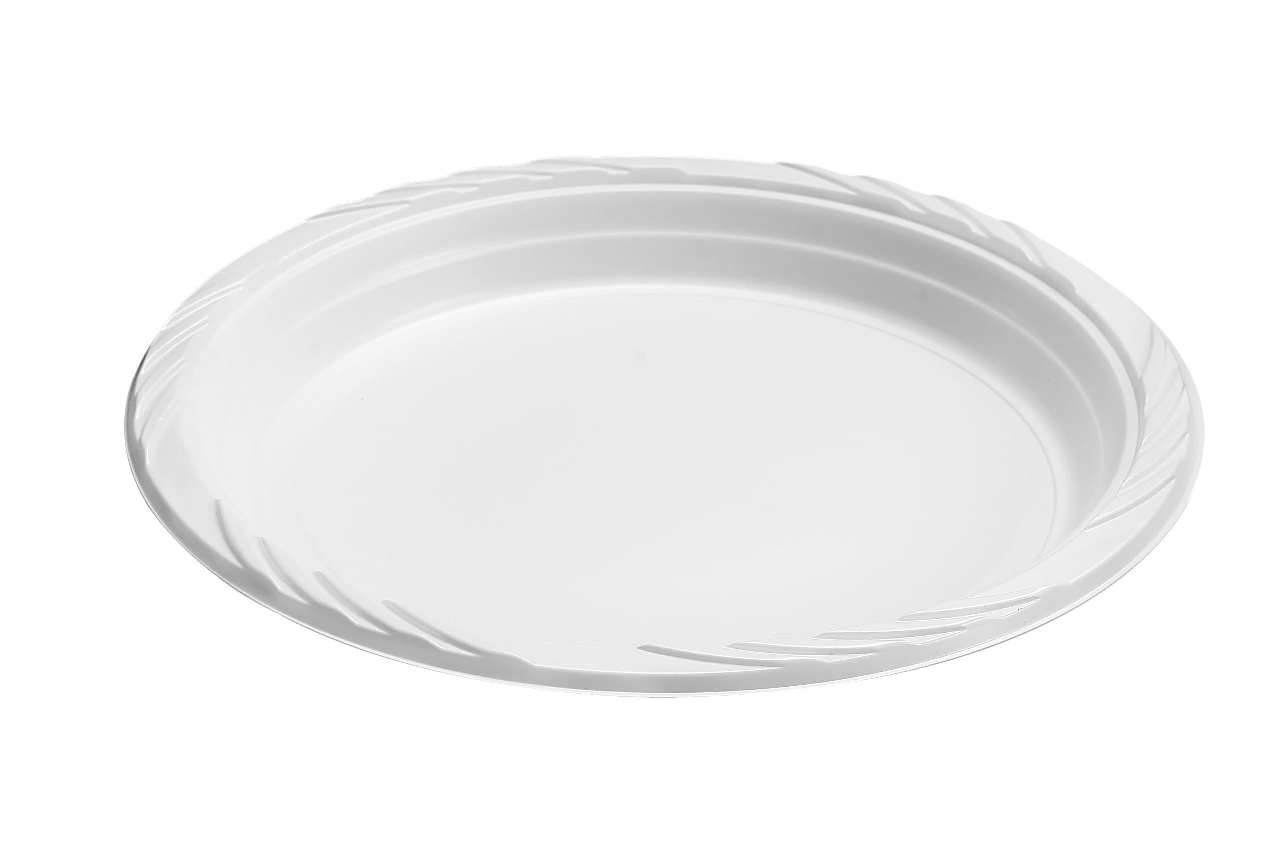 Elite Settings 100 Count Disposable Plastic Plates, 6-Inch, White, 6"
