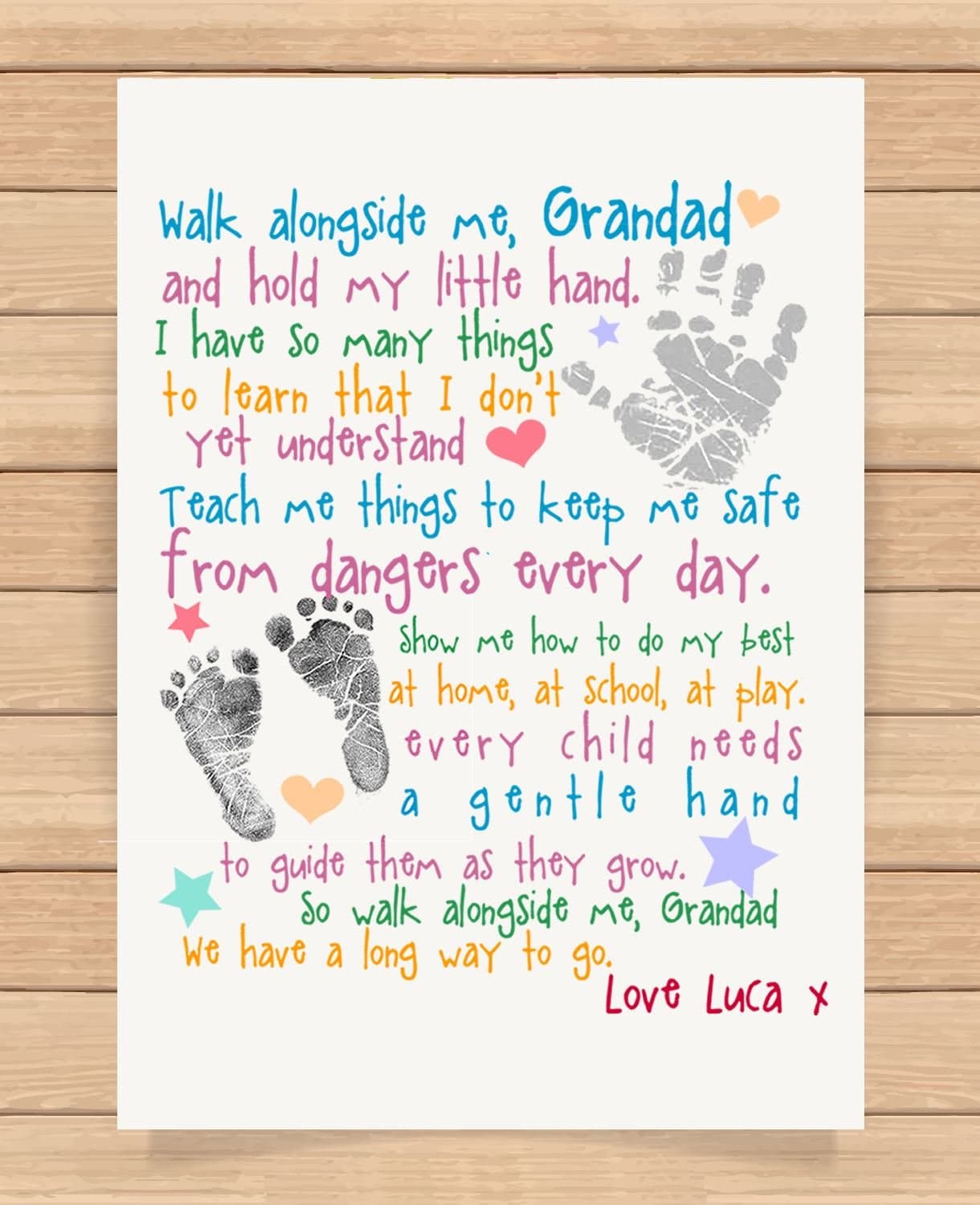 Personalised Presents Gifts For Grandad Grandpa Nanna Birthday Fathers Day Christmas Xmas Walk Alongside Me Poem Keepsake Heart Touching Prints Posters Wall Art Unusual Special Unique Idea