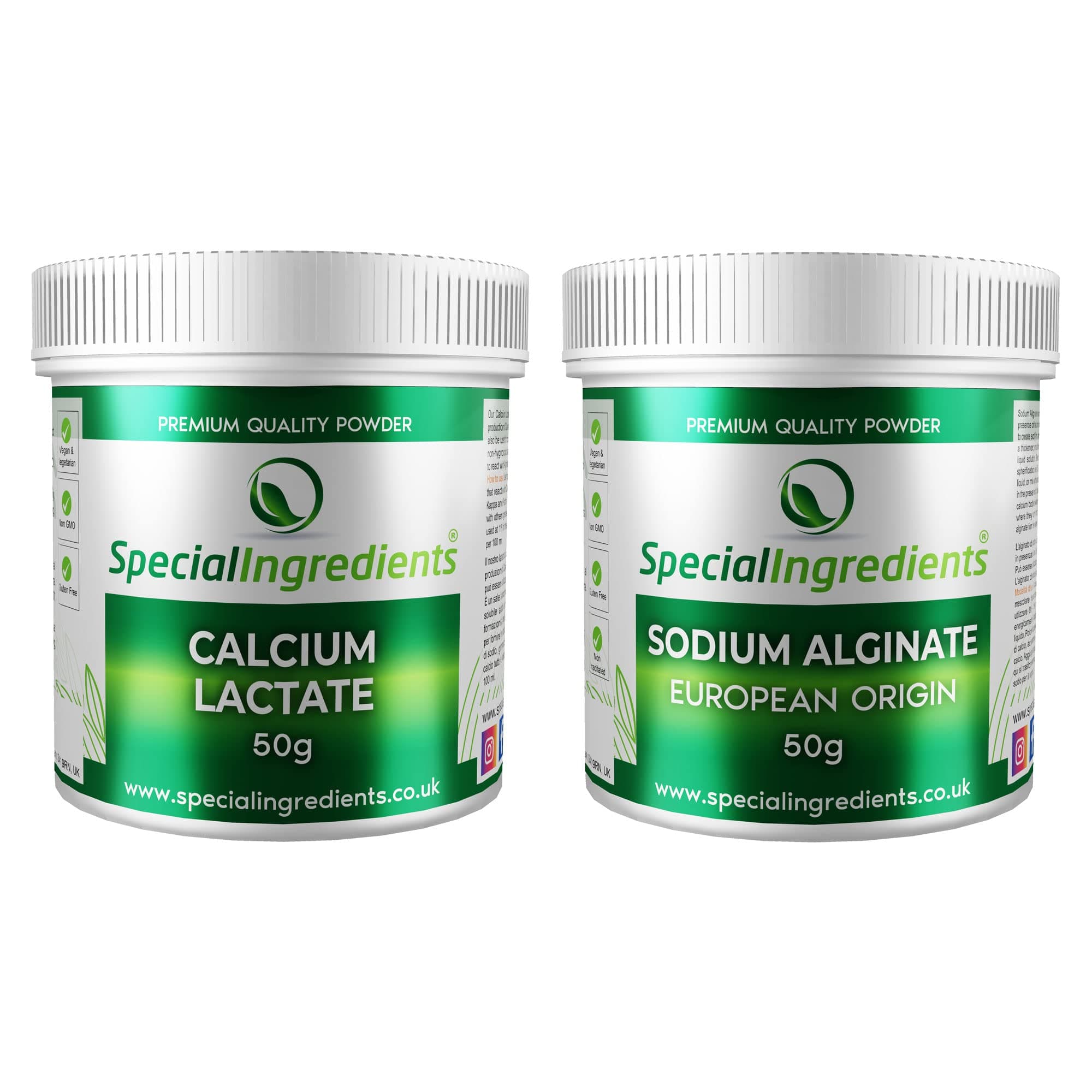 Molecular Gastronomy Ingredients Calcium Lactate 50g and Sodium Alginate 50g