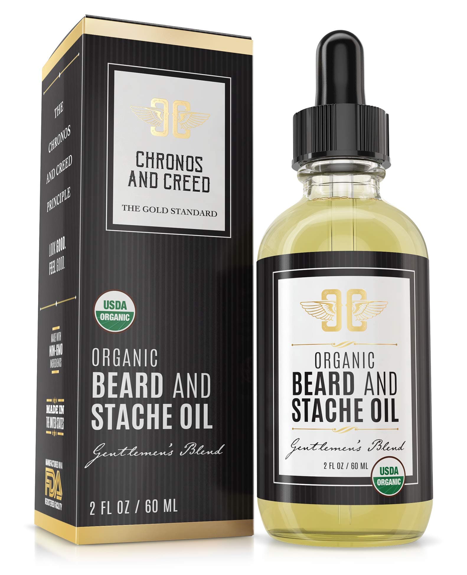 Certified Organic Beard Oil (2oz) | For Softer, Smoother Facial Hair Growth | Leave-In Beard Conditioner | Premium Beard Oil Facial Moisturizer