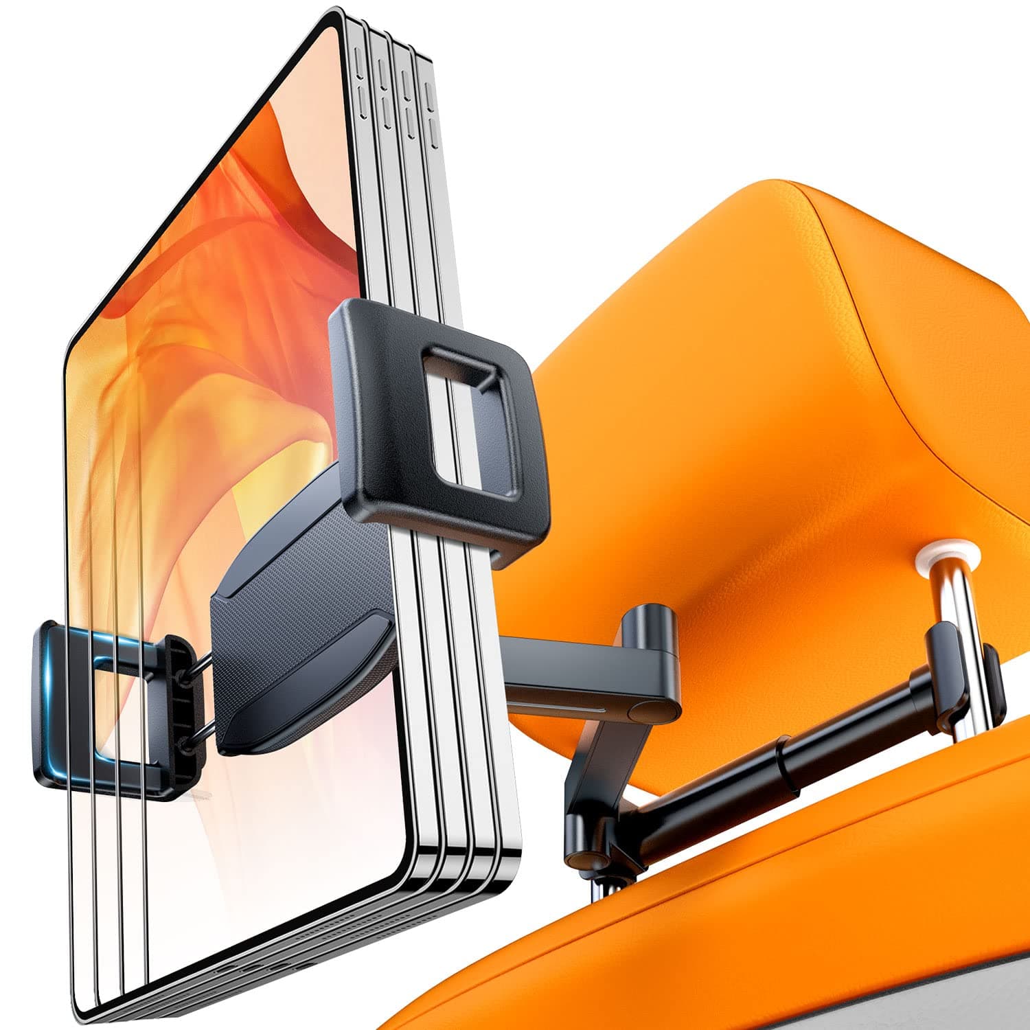 eSamcore iPad Car Holder Back Seat, 1.57" Extra Deep Clamp Headrest Tablet Holder iPad Car Mount Backseat Road Trip Essentials Kids for 4.7"-11" Tablet iPad Pro Air Mini Galaxy Tab