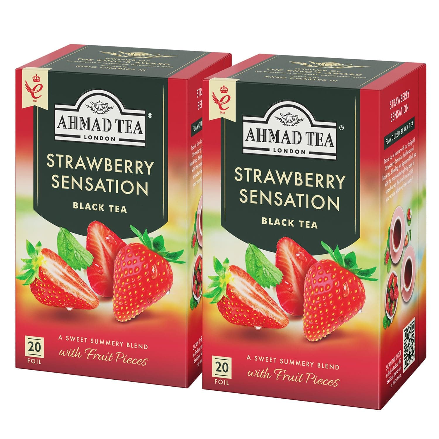 Ahmad Tea Strawberry Sensation Black Tea, 20 Teabags