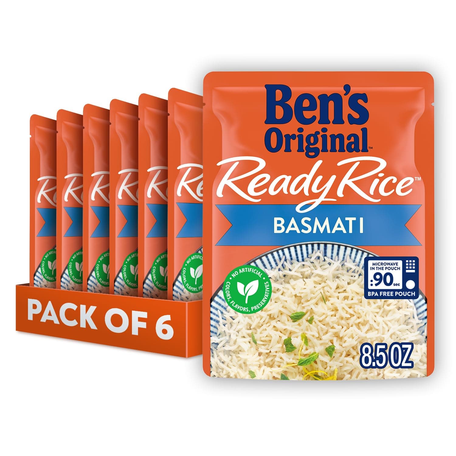 BEN'S ORIGINAL Ready Rice Basmati Rice, Easy Side Dish, 8.5 oz Pouch (Pack of 6)