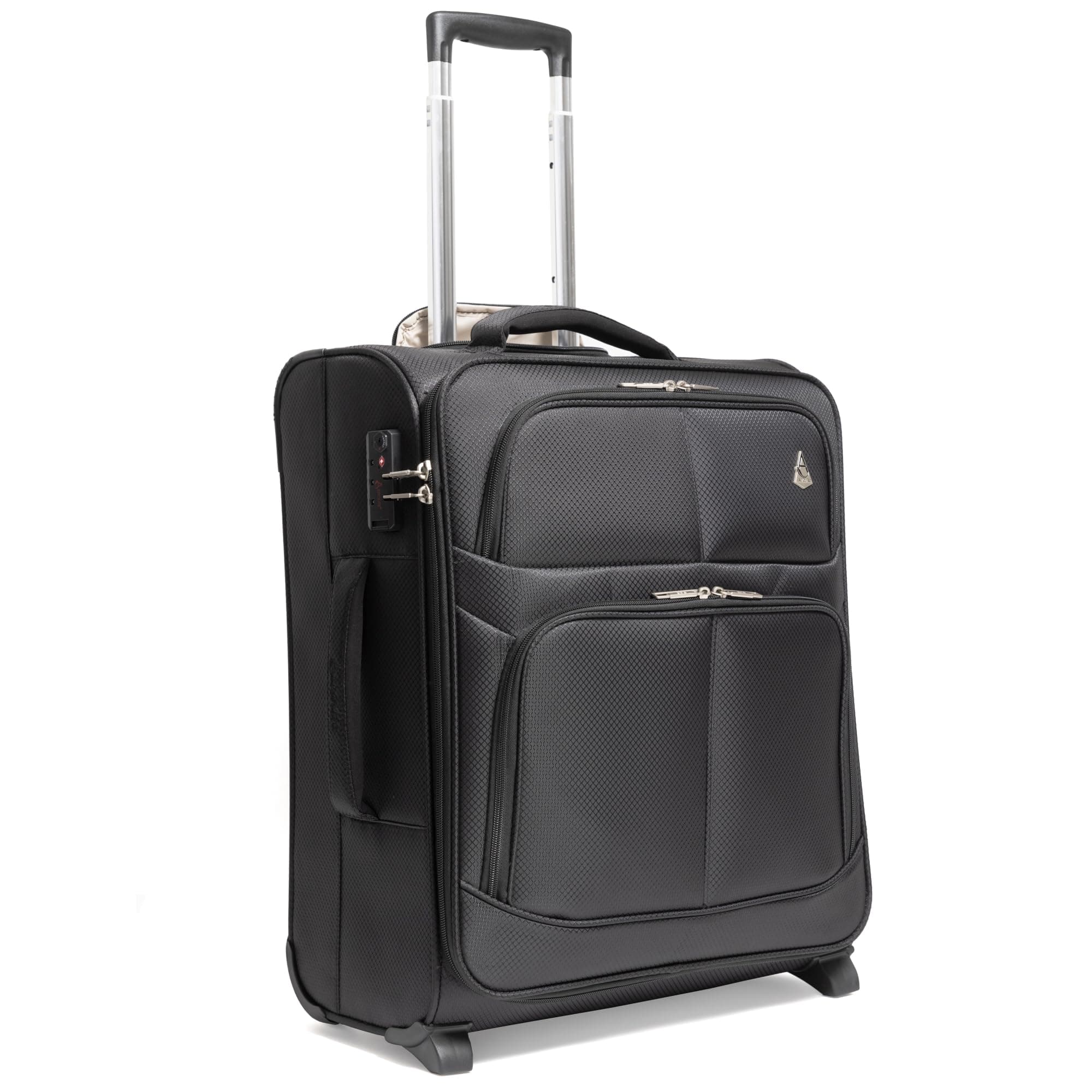 Aerolite 56x45x25cm British Airways Jet2 & Easyjet Upgrade Maximum Allowance Large Lightweight 2 Wheel Carry On Hand Cabin Luggage Bag Suitcase 56x45x25 with TSA Approved Lock Black