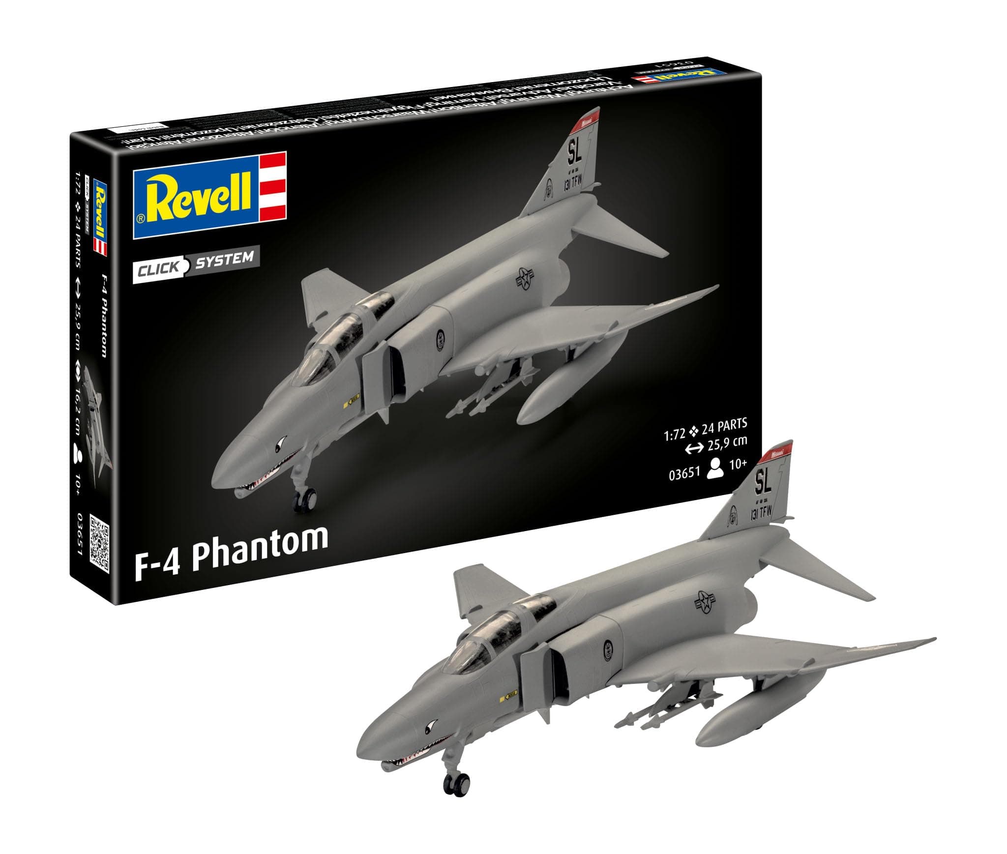 Revell 03651 F-4 Phantom (Click System) 1:72 Scale Unbuilt/Pre-coloured/Click-Together (Non-Glue) Plastic Model Kit