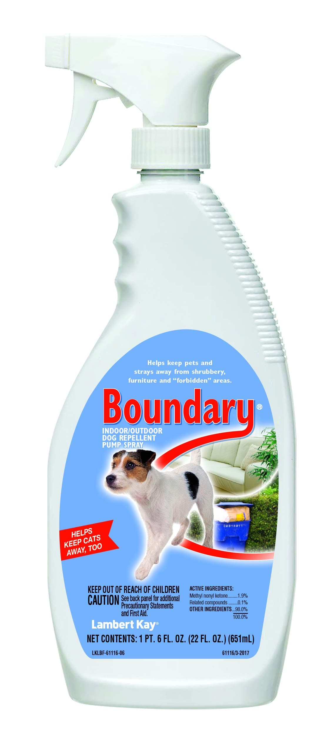 Lambert Kay Boundary Indoor/Outdoor Dog Repellent Pump Spray, 22-Ounce