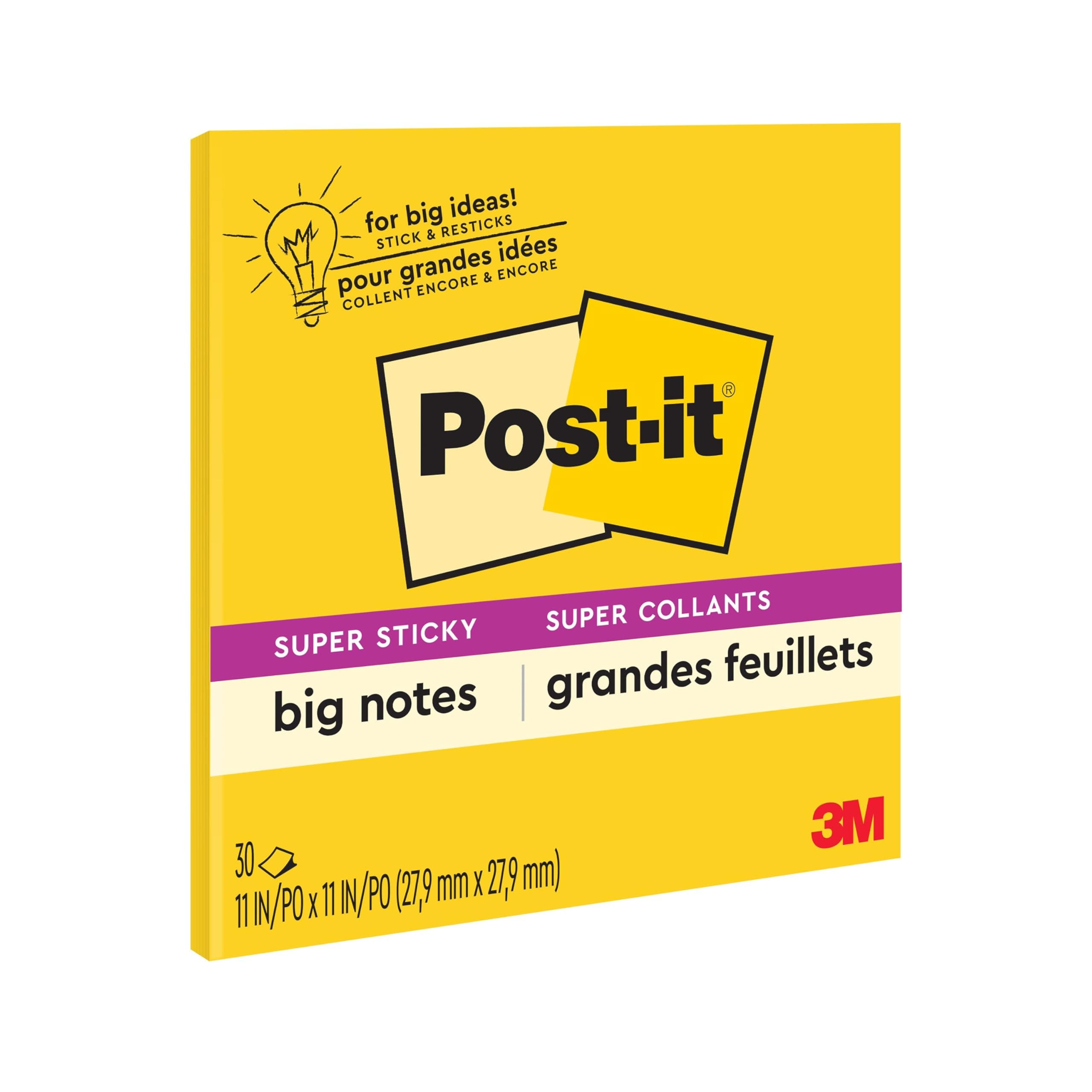 Post-it Super Sticky Big Notes, 11 in x 11 in, 1 Pad, 30 Sheets/Pad (BN11)