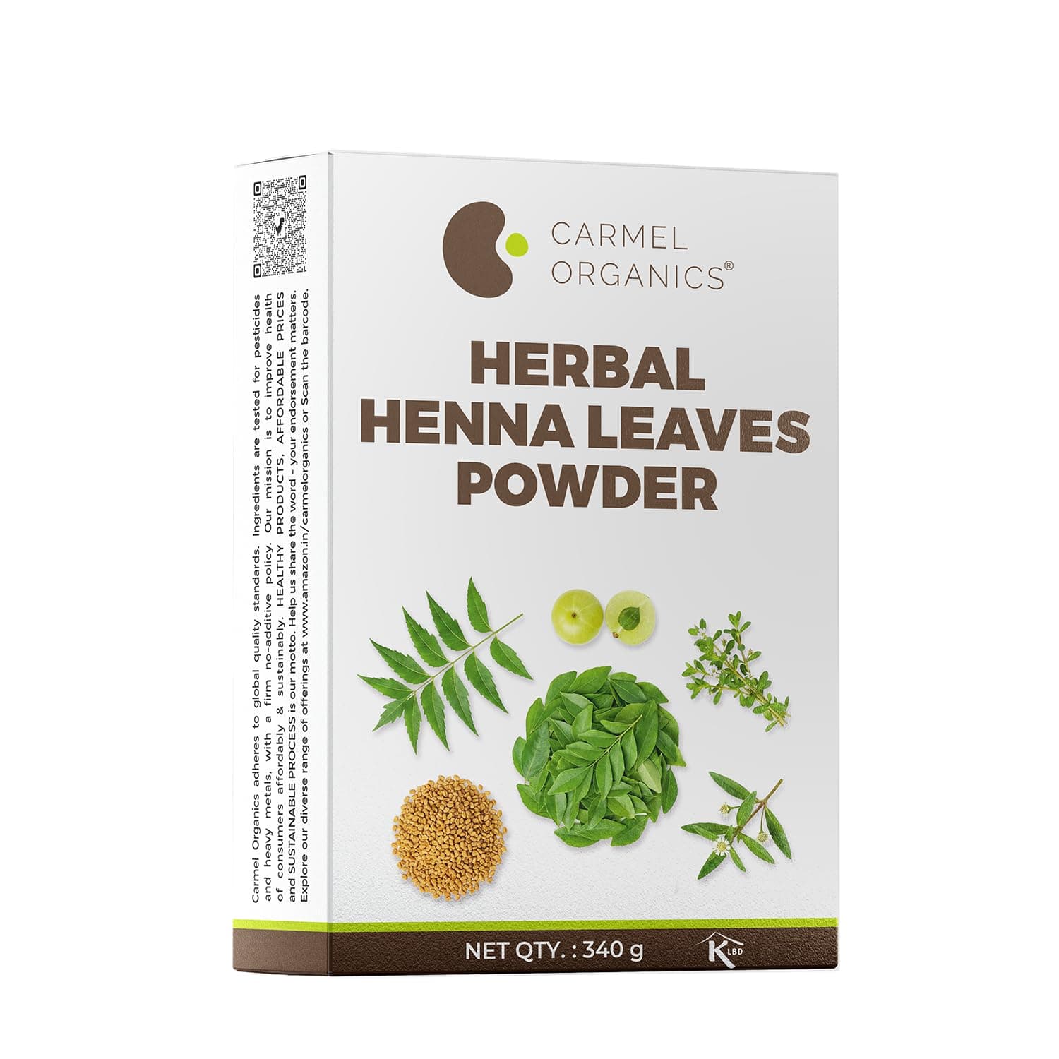 - CARMEL ORGANICS Herbal Henna Powder 340 Gram (Blend of Henna, Amla, Bhringraj, Bacopa, Fenugreek,Neem) for Hair Color | No Added Color & Preservatives | Marudhani Podi/Mardhani Podi/Mehandi