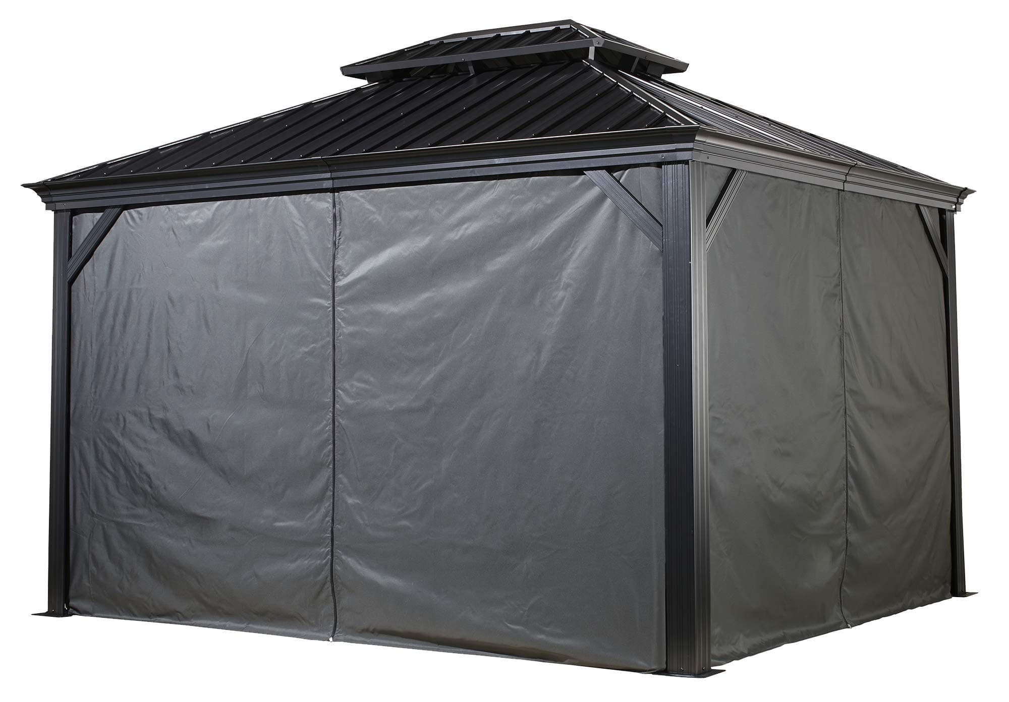 Sojag Curtains for Monaco, Messina, Mykonos, And Moreno Gazebo, 10'W x 10'D - Gray, Gazebo Not Included