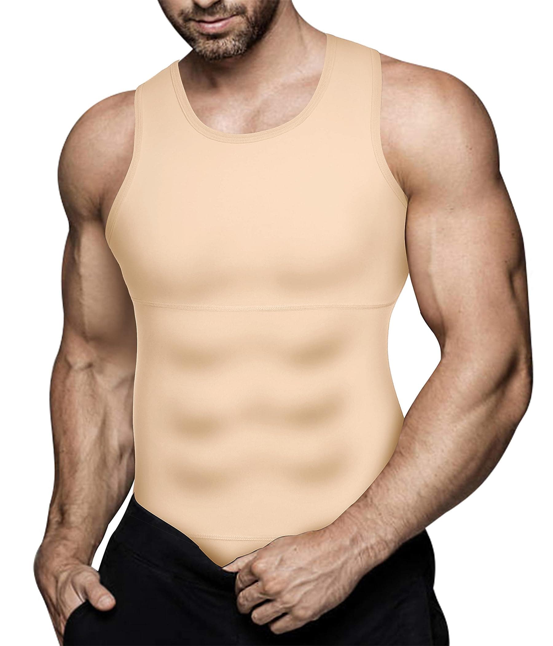 Mens Compression Shirt Slimming Body Shaper Vest Workout Tank Tops Abs Abdomen Undershirts