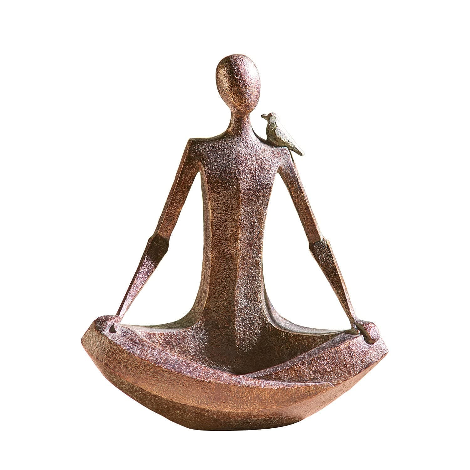 ART & ARTIFACT Zen Woman with Bird Sculpture - Indoor/Outdoor Accent Bowl and Bird Feeder Garden Statue