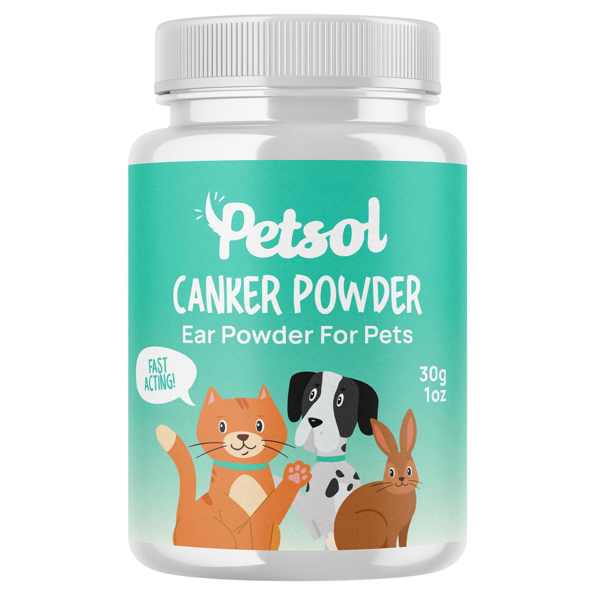 Ear Canker Powder (30g) Ear Mite Powder For Dogs, Cats, Horses, Rabbits, Small Animals & Pets - Rapid Relief For Itching Caused By Ear Mites Stops Head Shaking, Wax, Gunk & Ear Odour (30g)